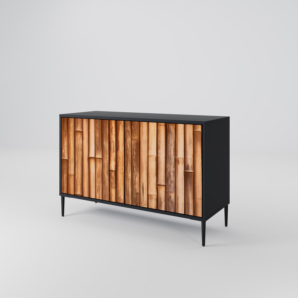 NATURAL WOOD Sideboard mit 2 Türen in Schwarz