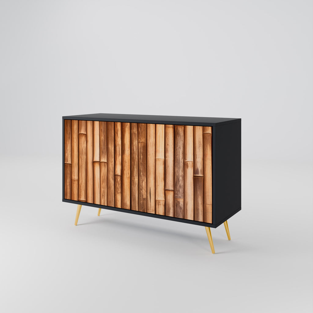 NATURAL WOOD Sideboard mit 2 Türen in Schwarz