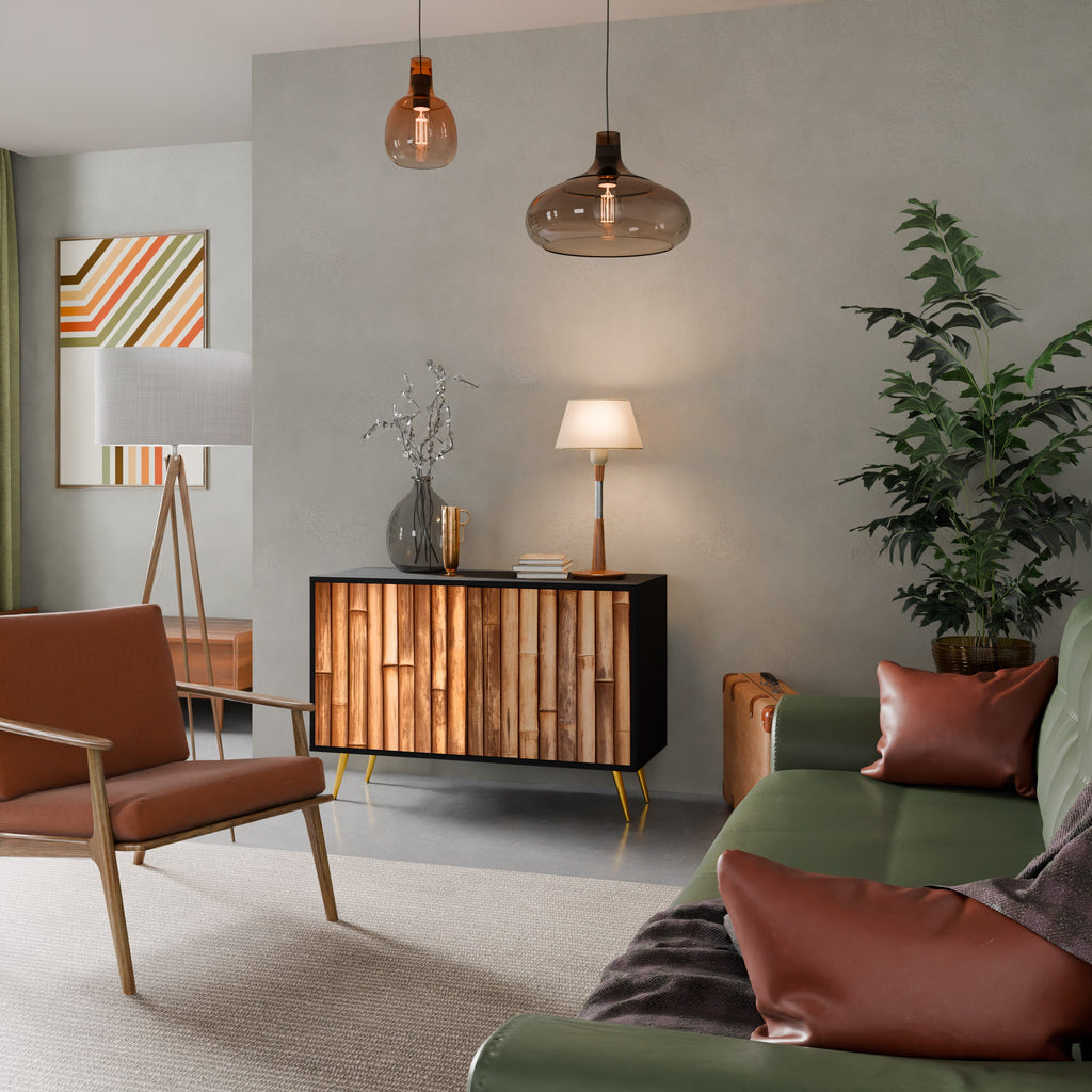 NATURAL WOOD Sideboard mit 2 Türen in Schwarz