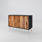 NATURAL WOOD Sideboard mit 2 Türen in Schwarz