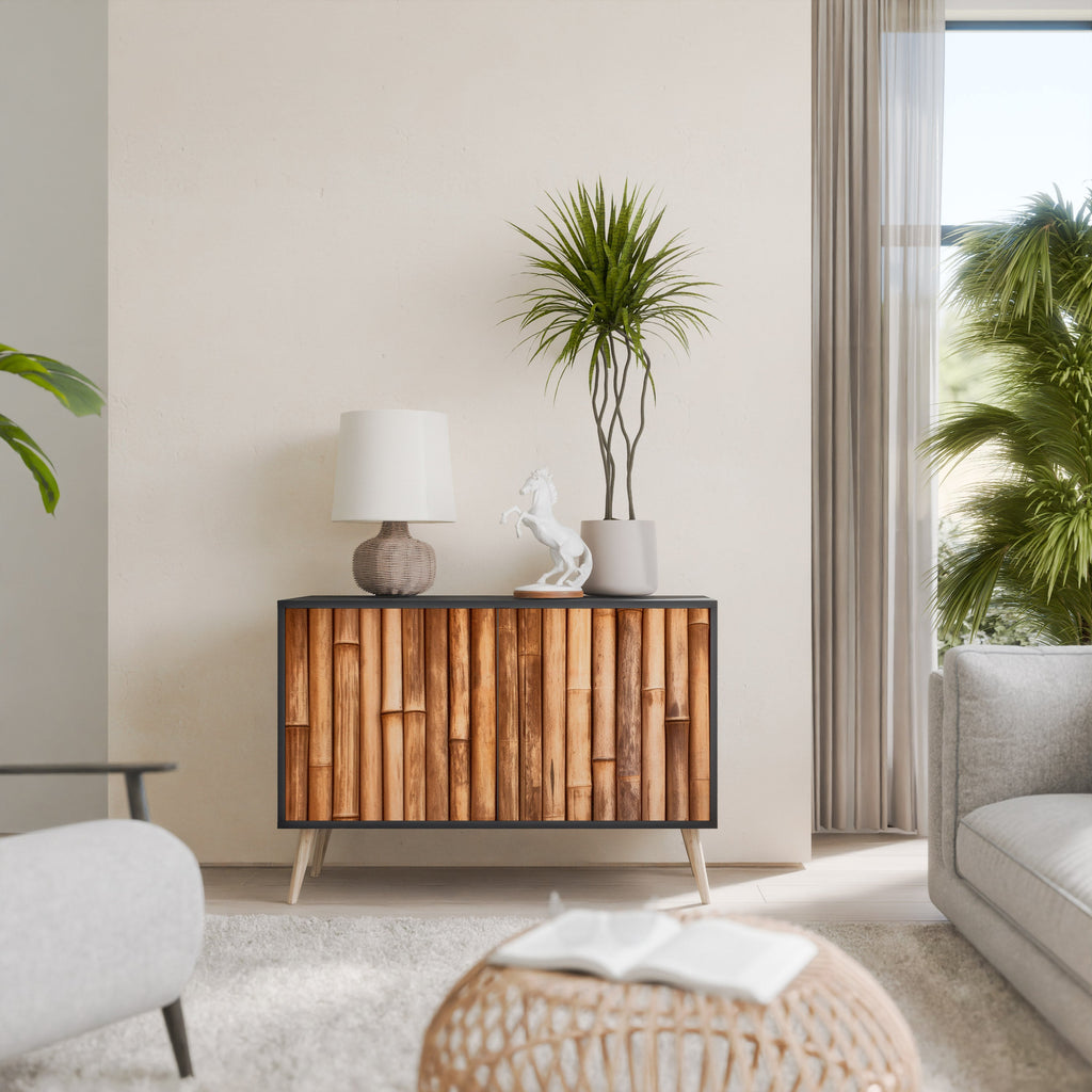 NATURAL WOOD Sideboard mit 2 Türen in Schwarz