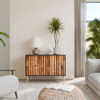 NATURAL WOOD Sideboard mit 2 Türen in Schwarz