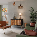 NATURAL WOOD Sideboard mit 2 Türen in Schwarz