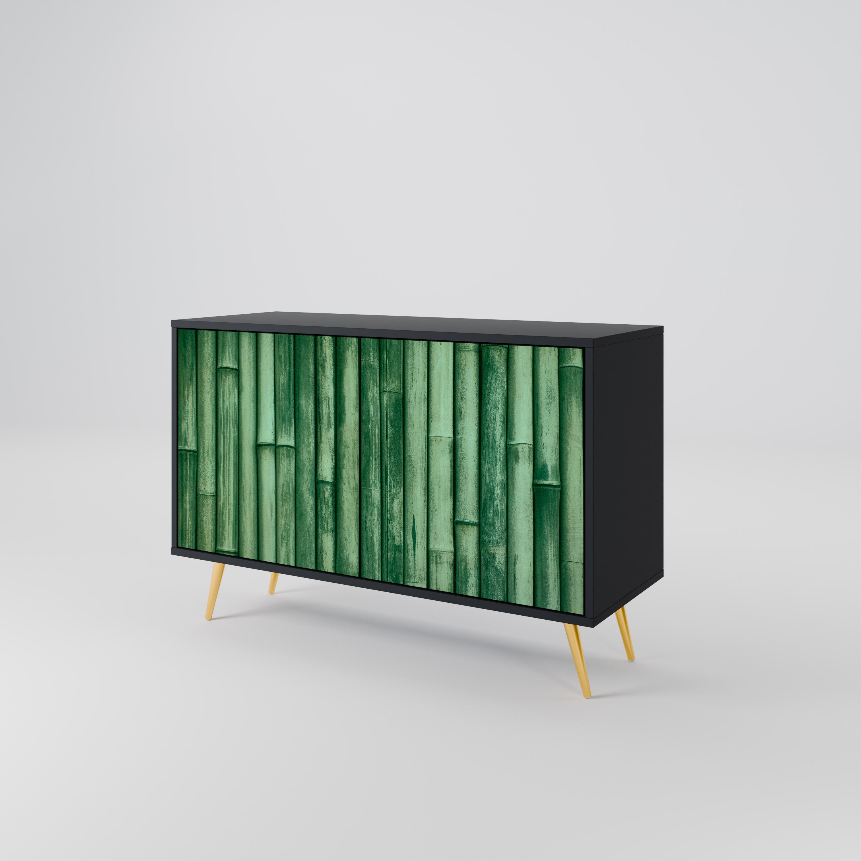 NATURAL GREEN Sideboard mit 2 Türen in Schwarz