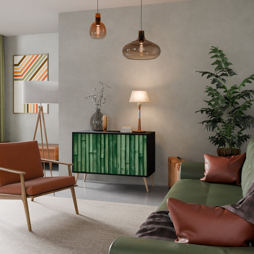 NATURAL GREEN Sideboard mit 2 Türen in Schwarz