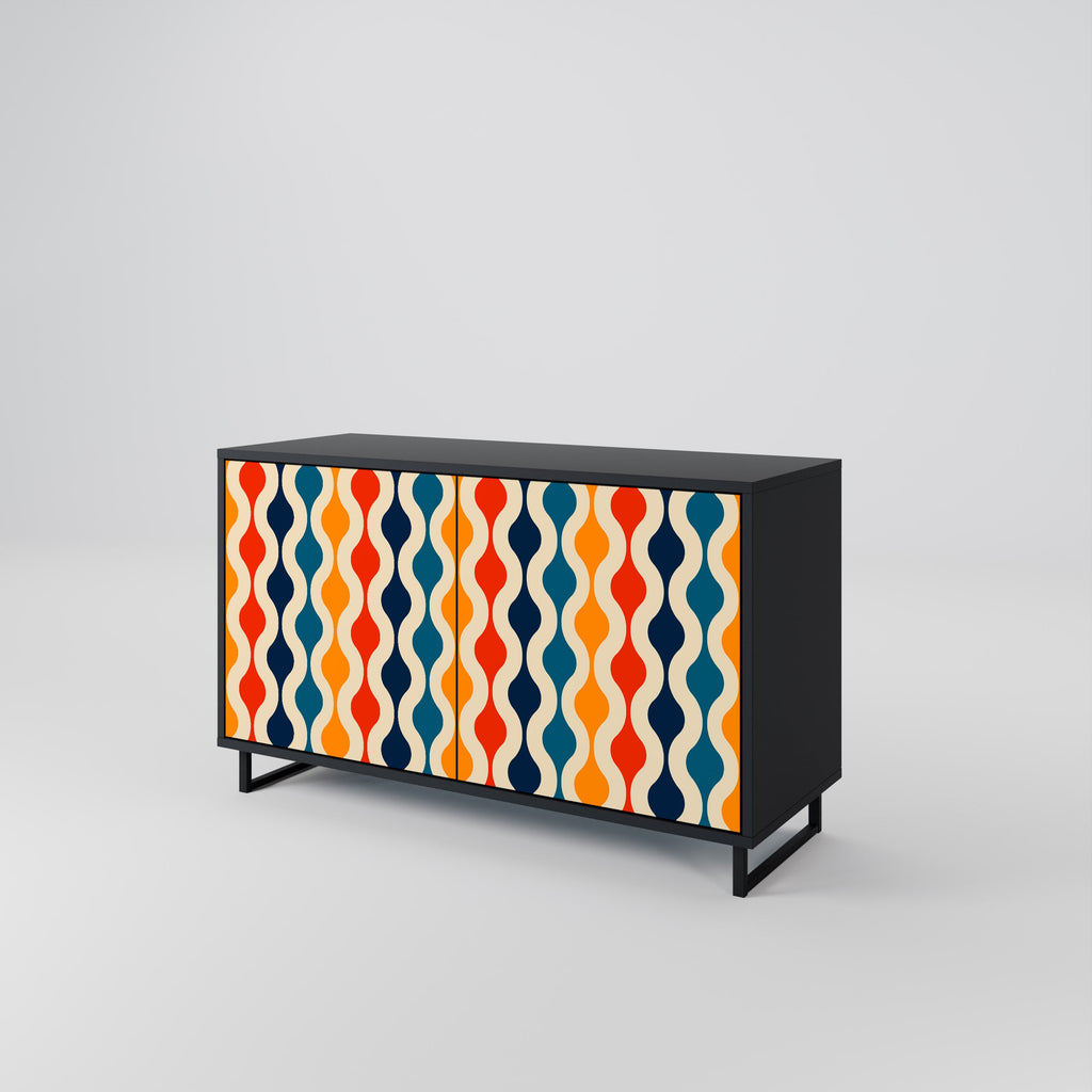 COLORFUL NOSTALGIA Sideboard mit 2 Türen in Schwarz