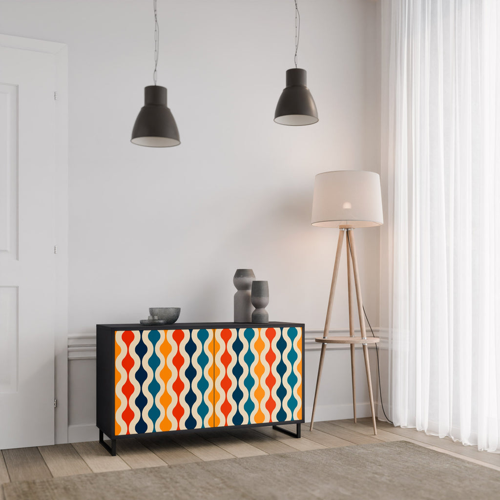 COLORFUL NOSTALGIA Sideboard mit 2 Türen in Schwarz