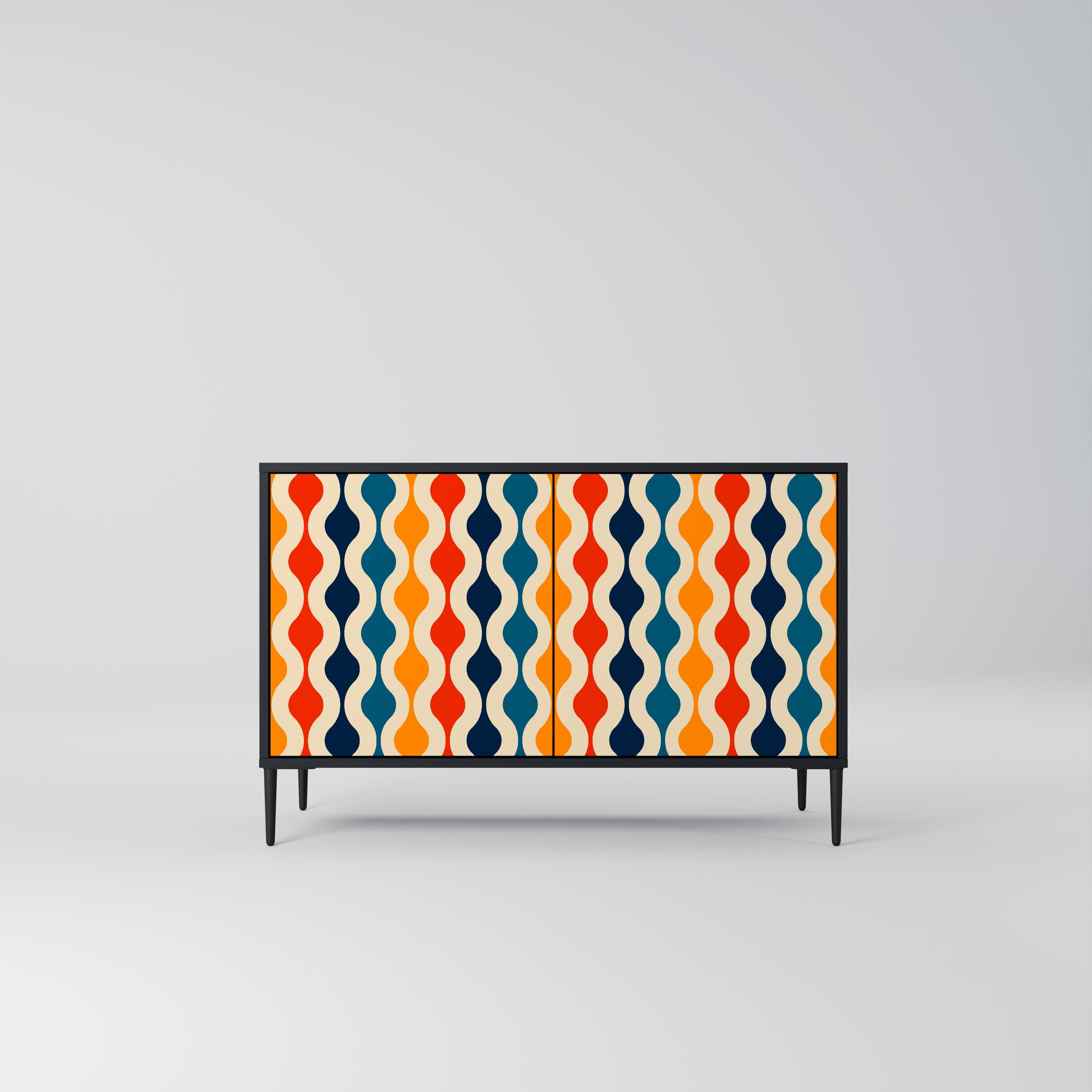 COLORFUL NOSTALGIA Sideboard mit 2 Türen in Schwarz