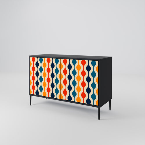 COLORFUL NOSTALGIA Sideboard mit 2 Türen in Schwarz