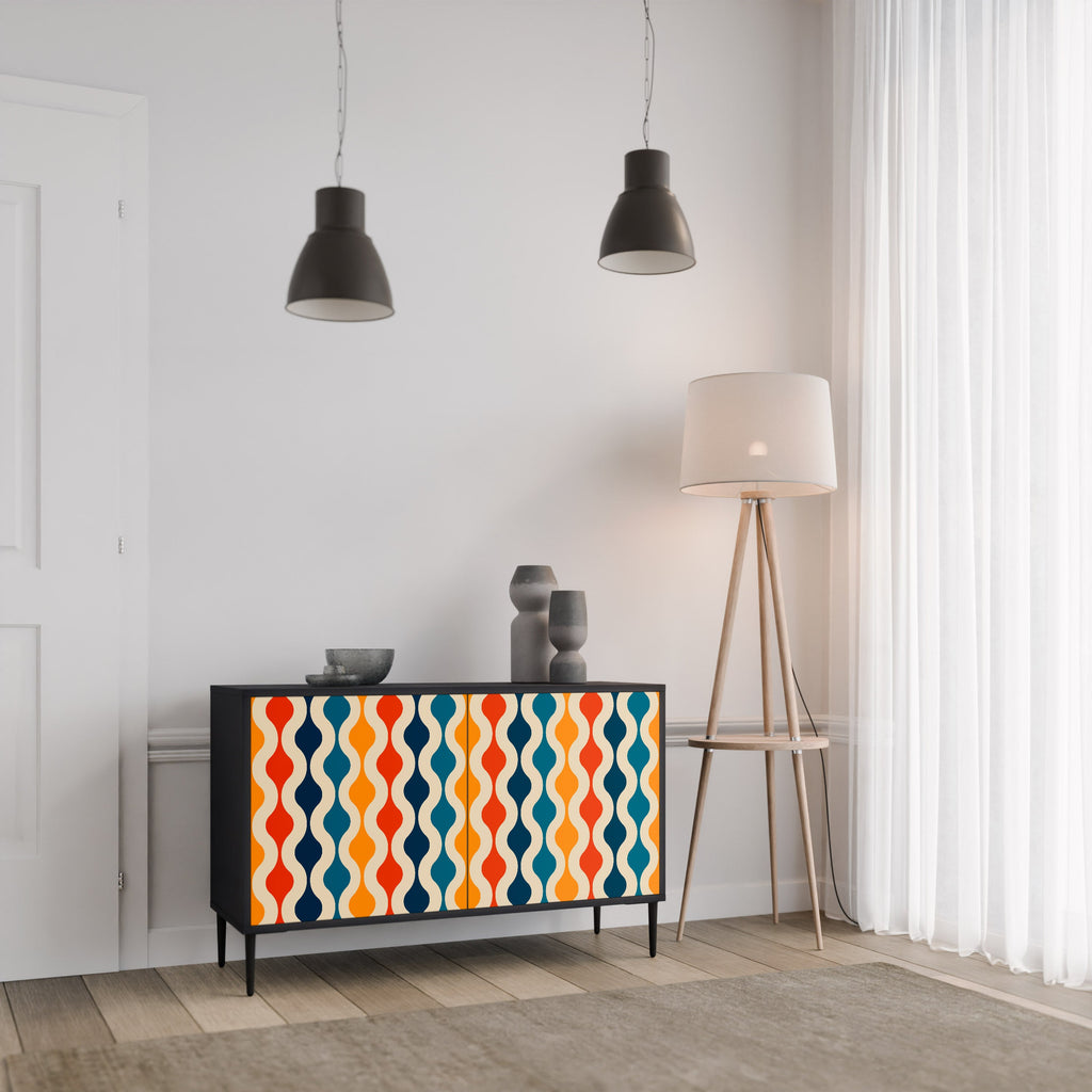 COLORFUL NOSTALGIA Sideboard mit 2 Türen in Schwarz