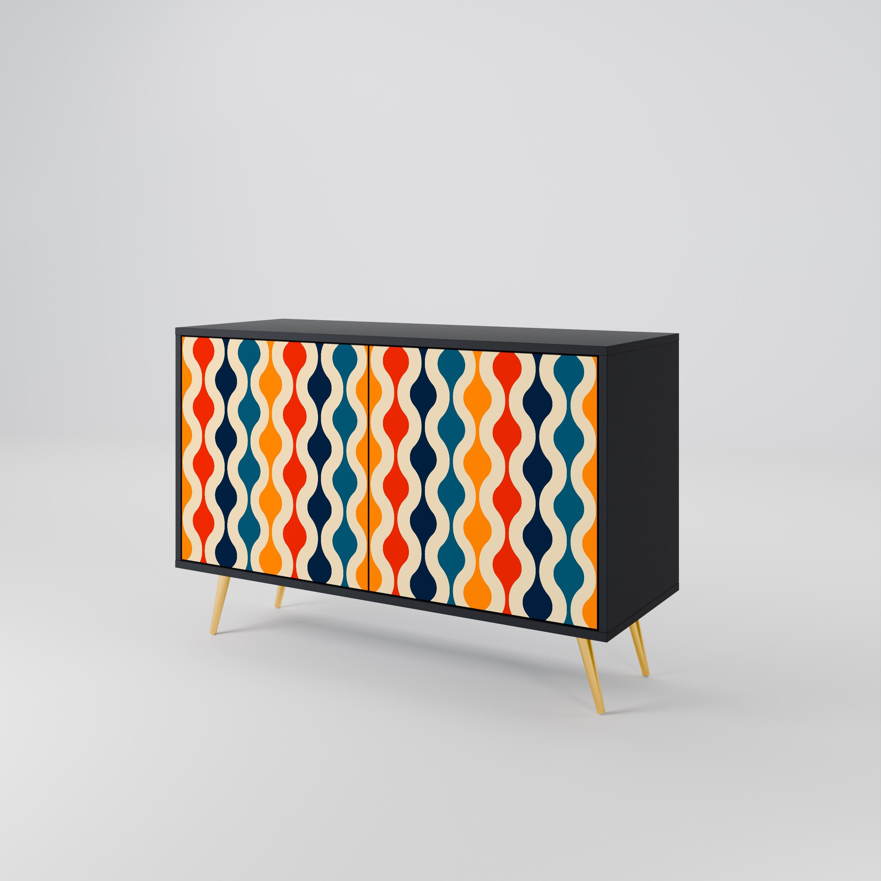 COLORFUL NOSTALGIA Sideboard mit 2 Türen in Schwarz