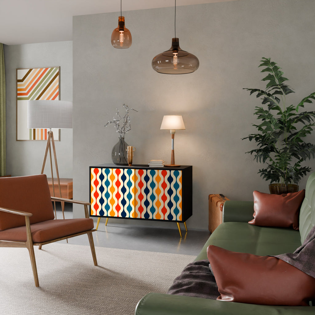 COLORFUL NOSTALGIA Sideboard mit 2 Türen in Schwarz