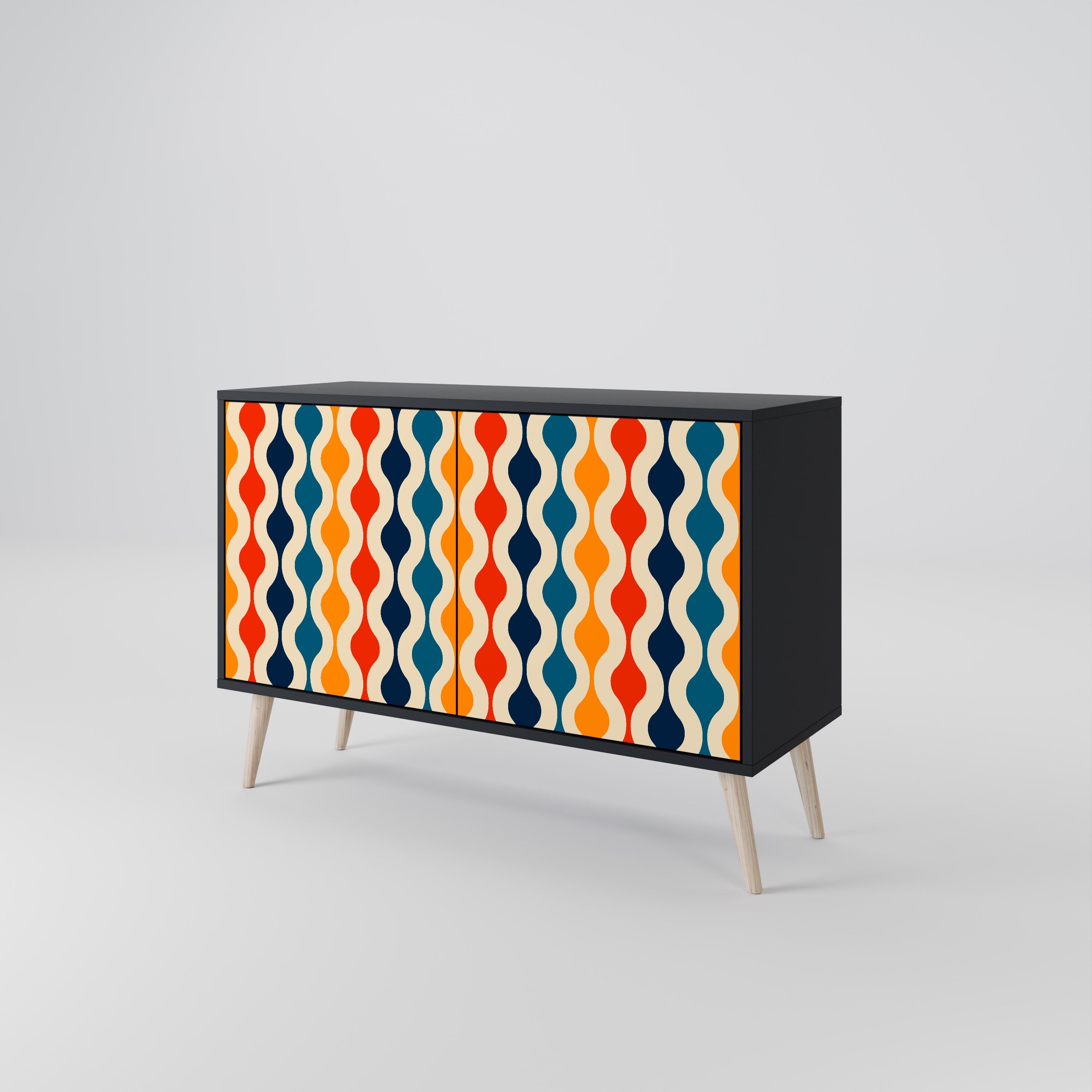 COLORFUL NOSTALGIA Sideboard mit 2 Türen in Schwarz