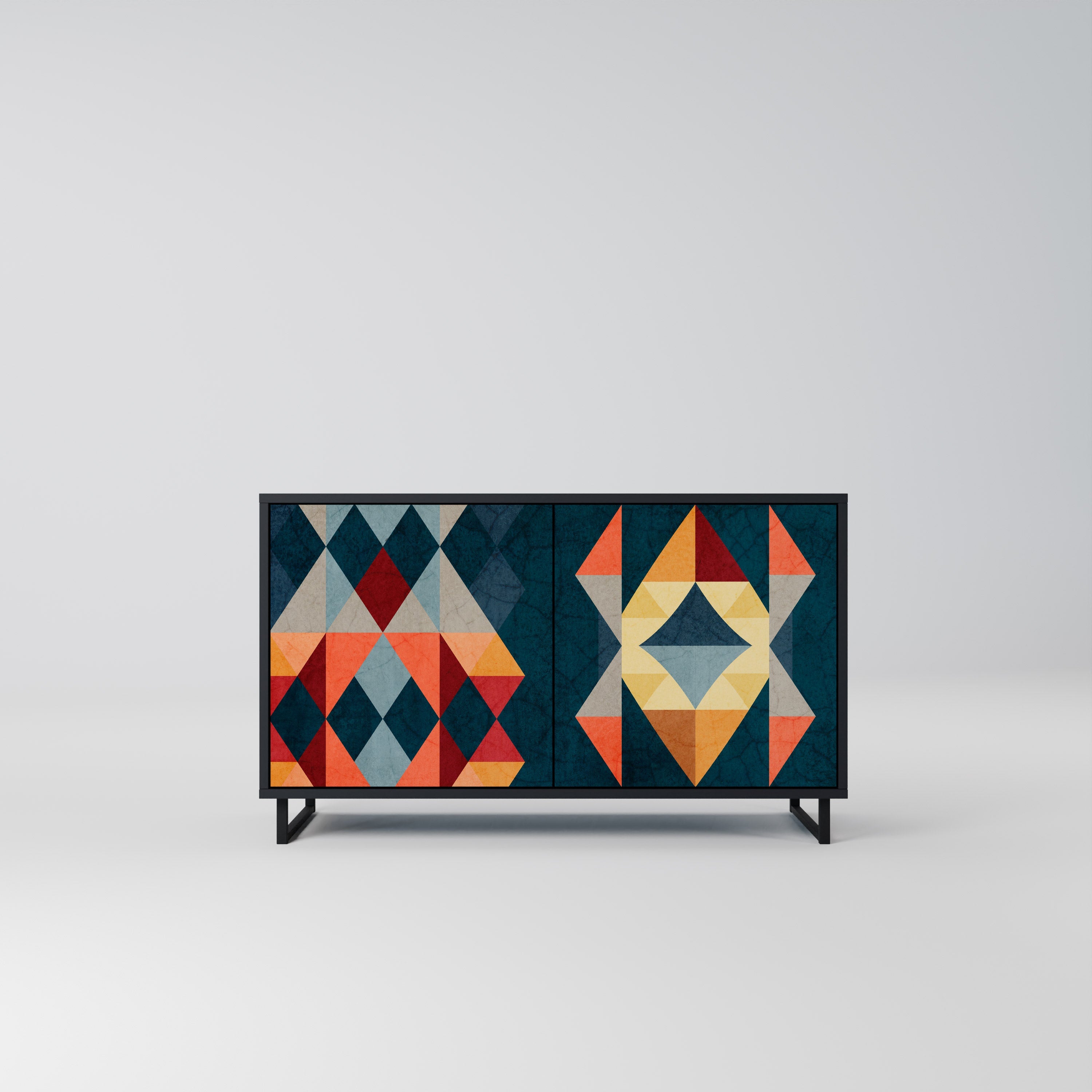 CRACKED ILLUSION 2-Door Sideboard in Black Finish