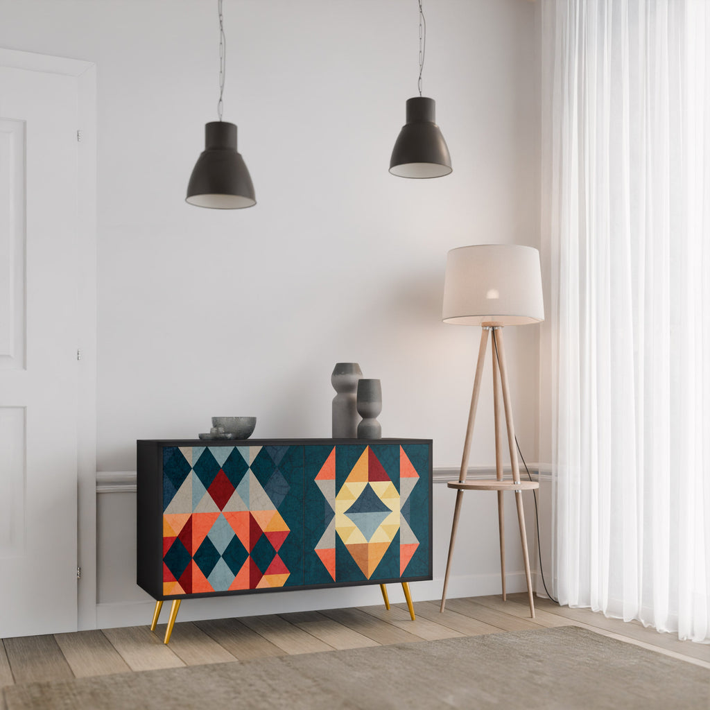 CRACKED ILLUSION 2-Door Sideboard in Black Finish