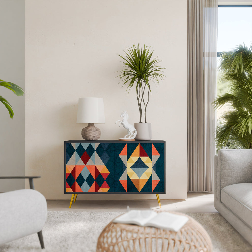 CRACKED ILLUSION 2-Door Sideboard in Black Finish