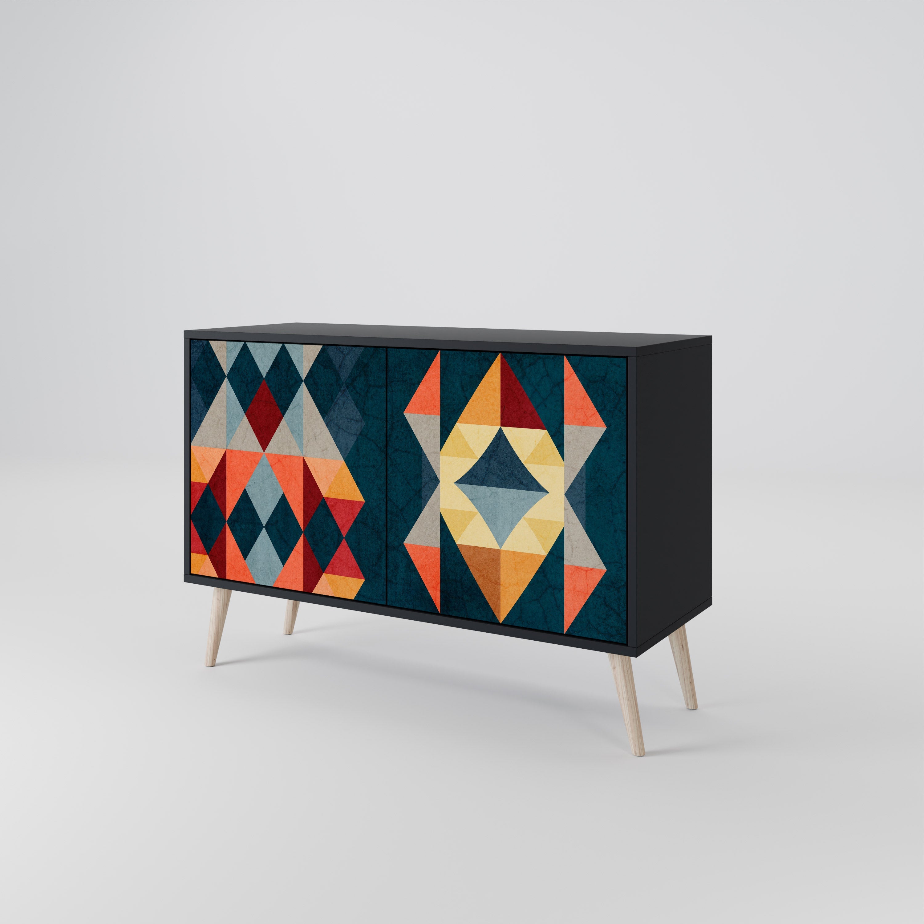 CRACKED ILLUSION 2-Door Sideboard in Black Finish