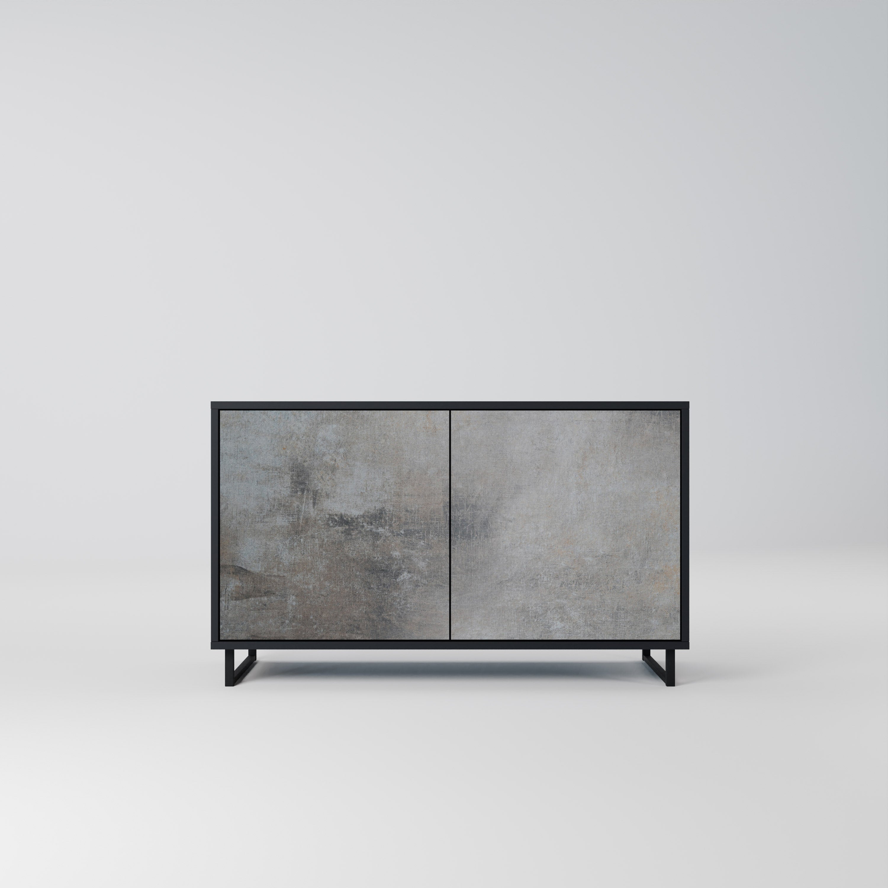 CONCRETE WALL 2-Door Sideboard in Black Finish