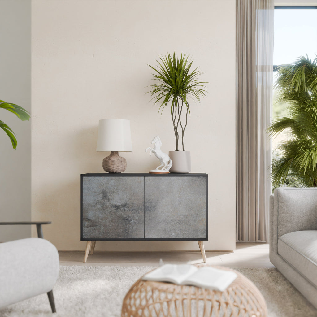 CONCRETE WALL 2-Door Sideboard in Black Finish