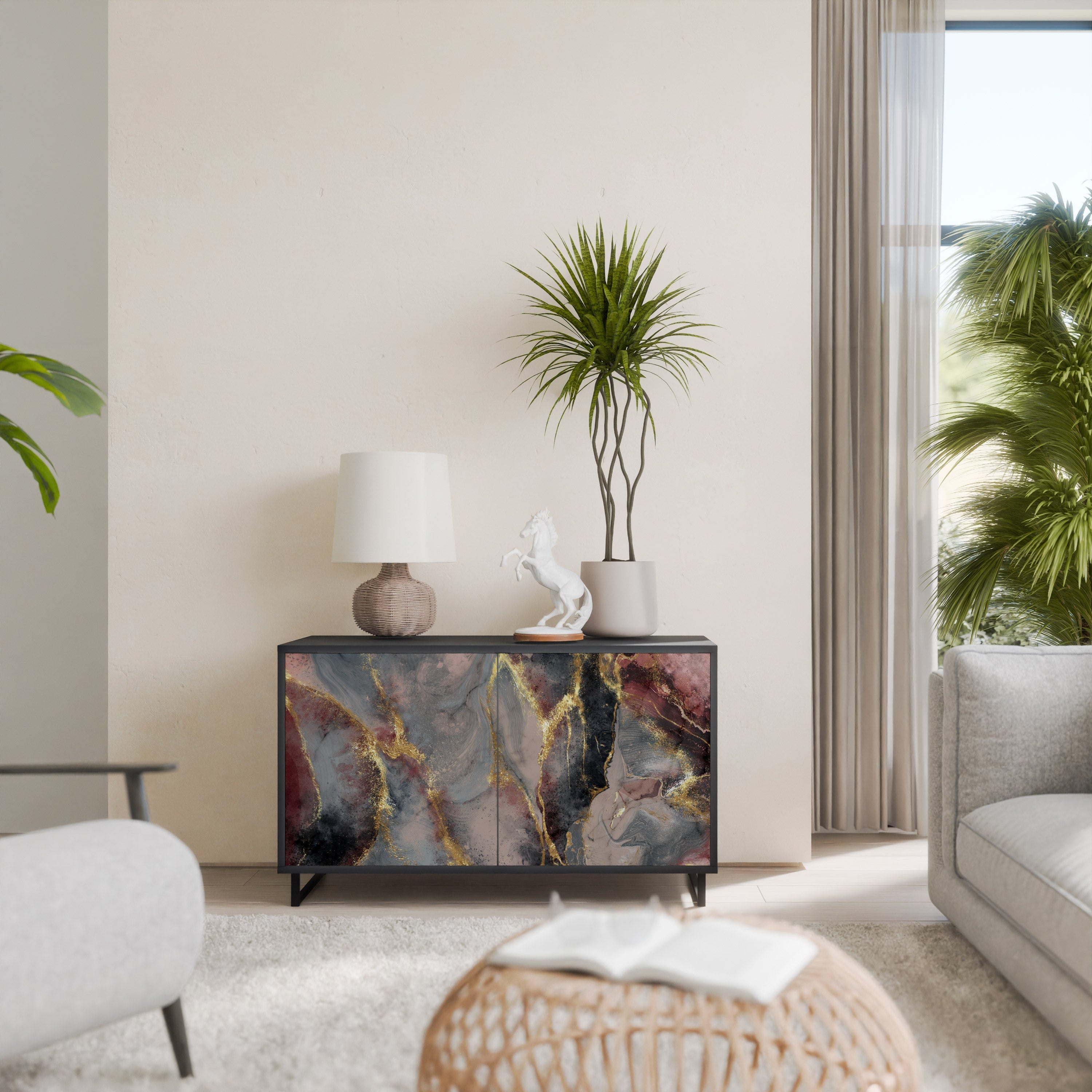 GOLDEN TIDES Sideboard mit 2 Türen in Schwarz