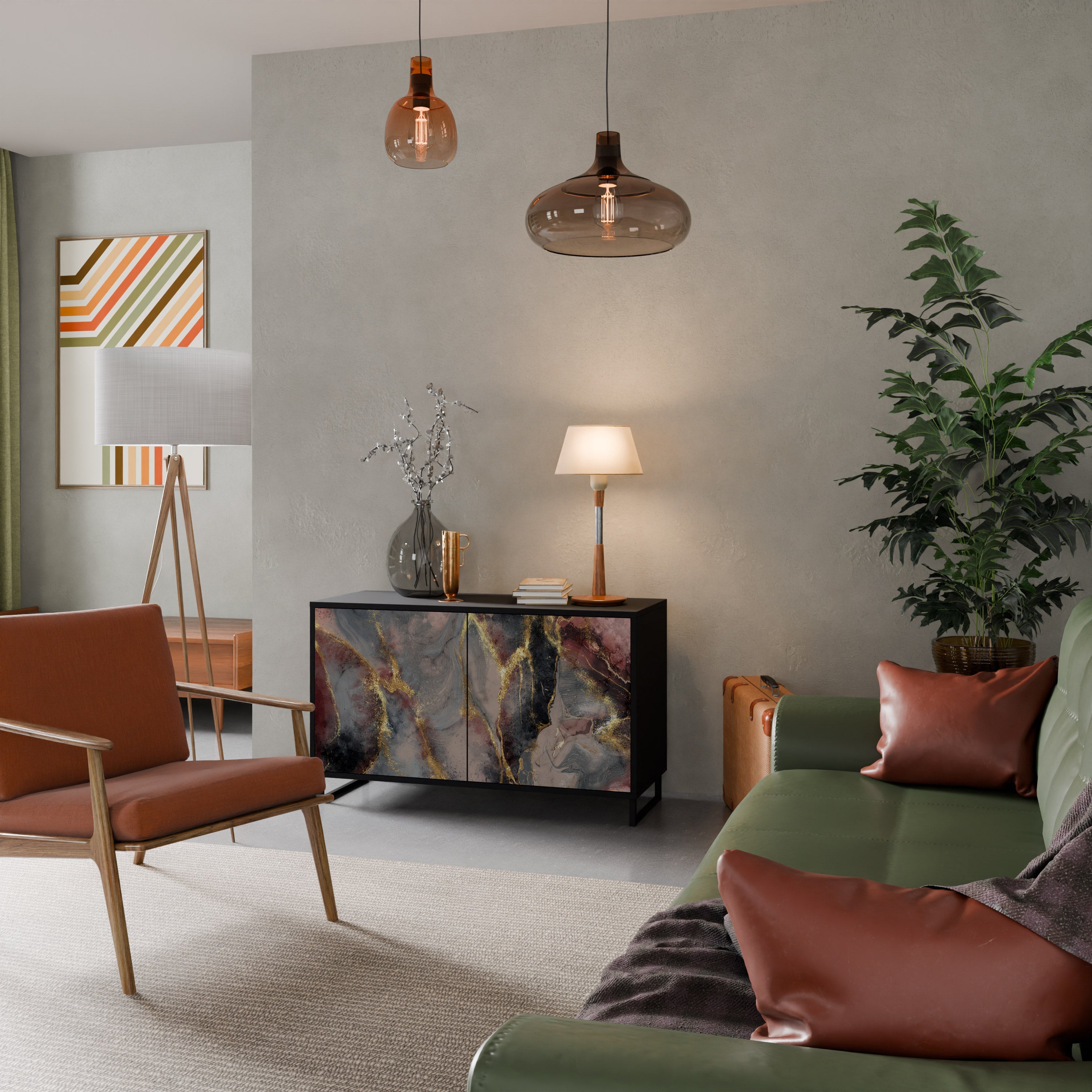 GOLDEN TIDES Sideboard mit 2 Türen in Schwarz