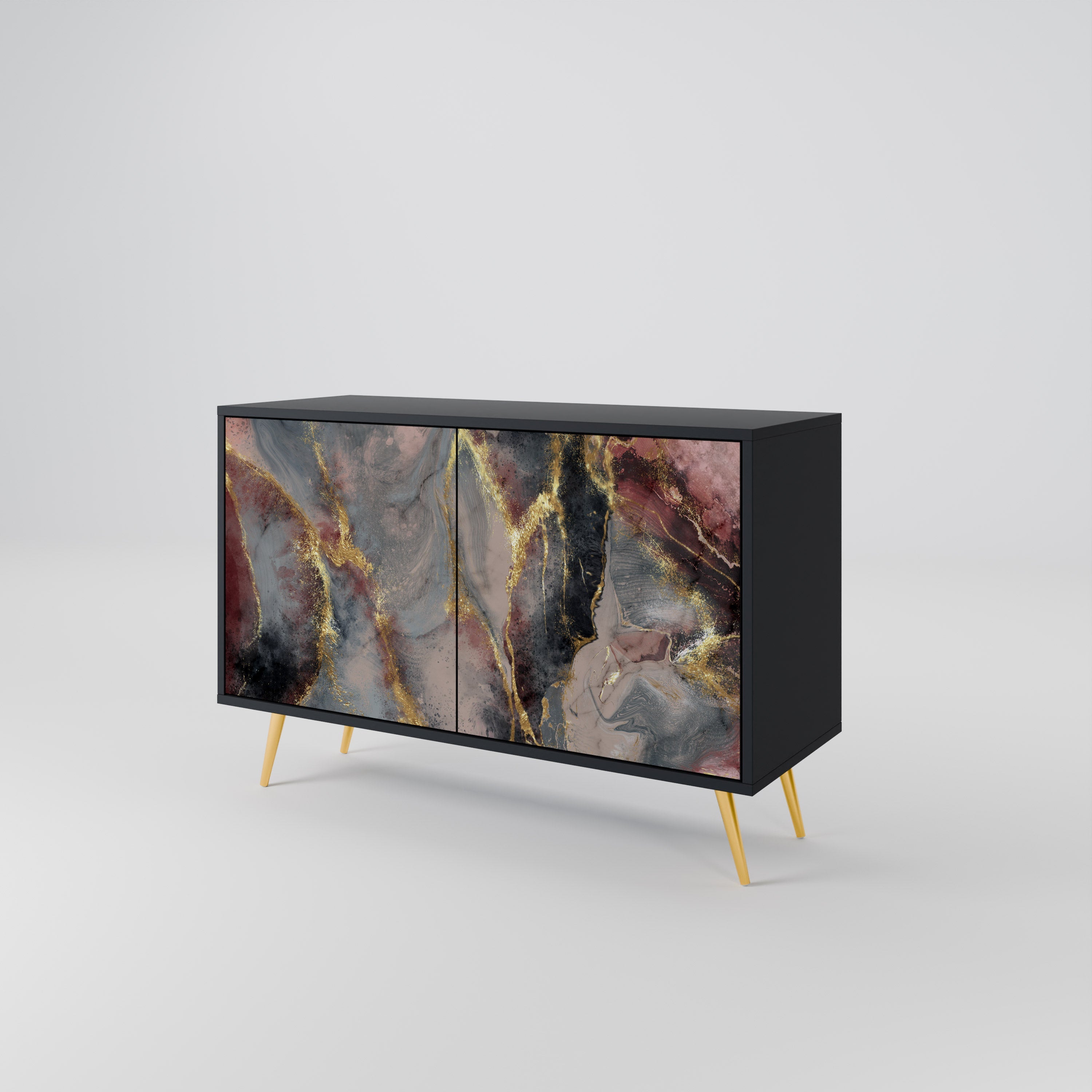 GOLDEN TIDES Sideboard mit 2 Türen in Schwarz