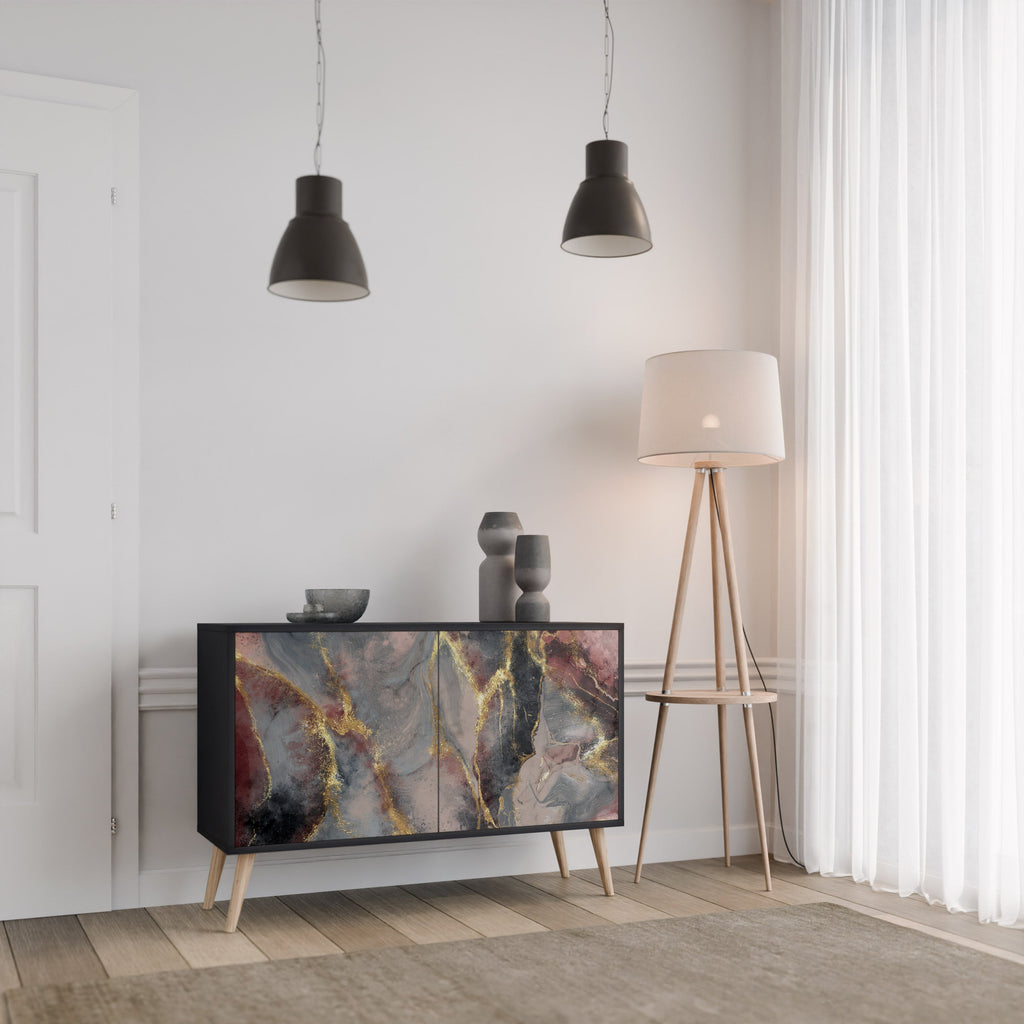 GOLDEN TIDES Sideboard mit 2 Türen in Schwarz