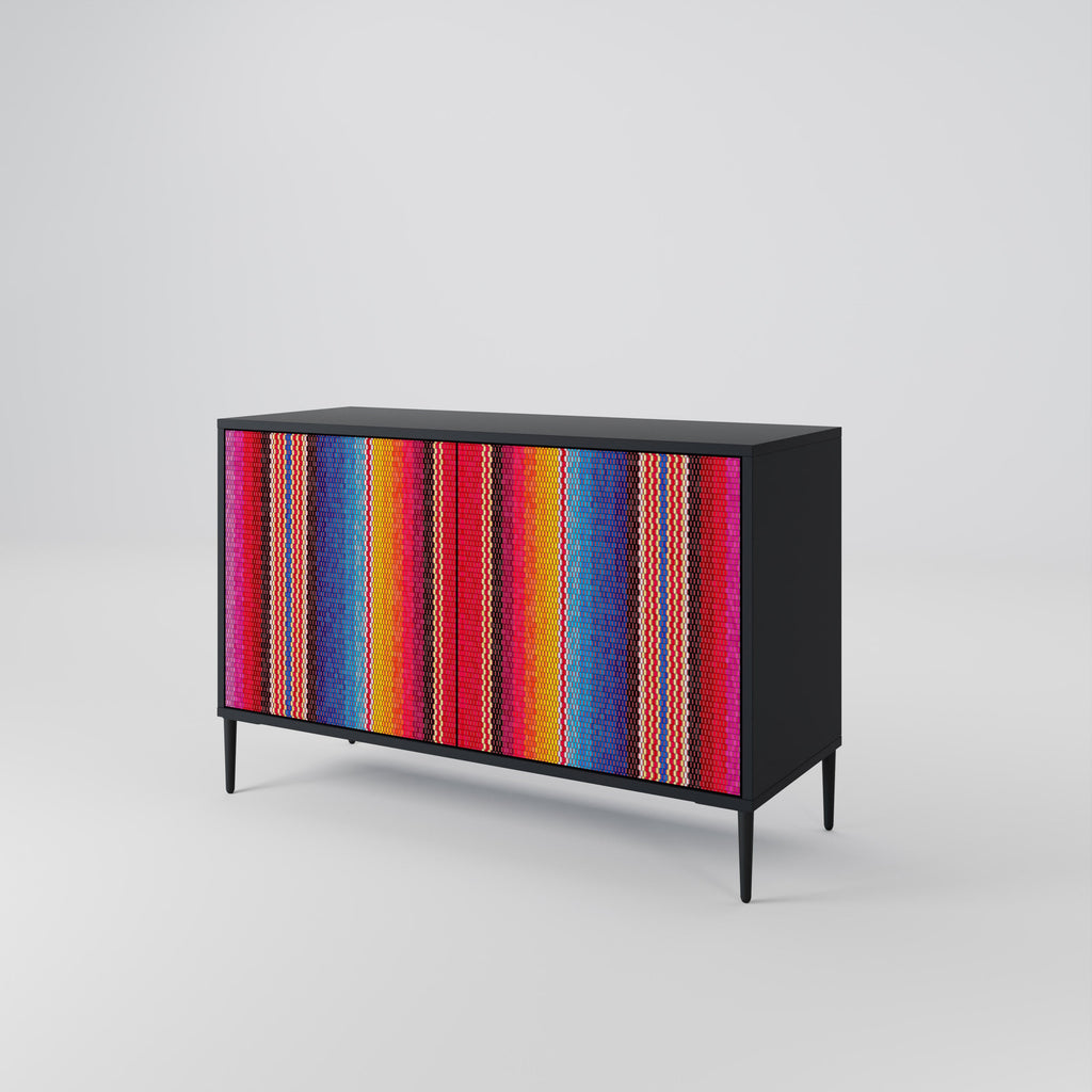 ETHNIC MEXICAN Sideboard mit 2 Türen in Schwarz