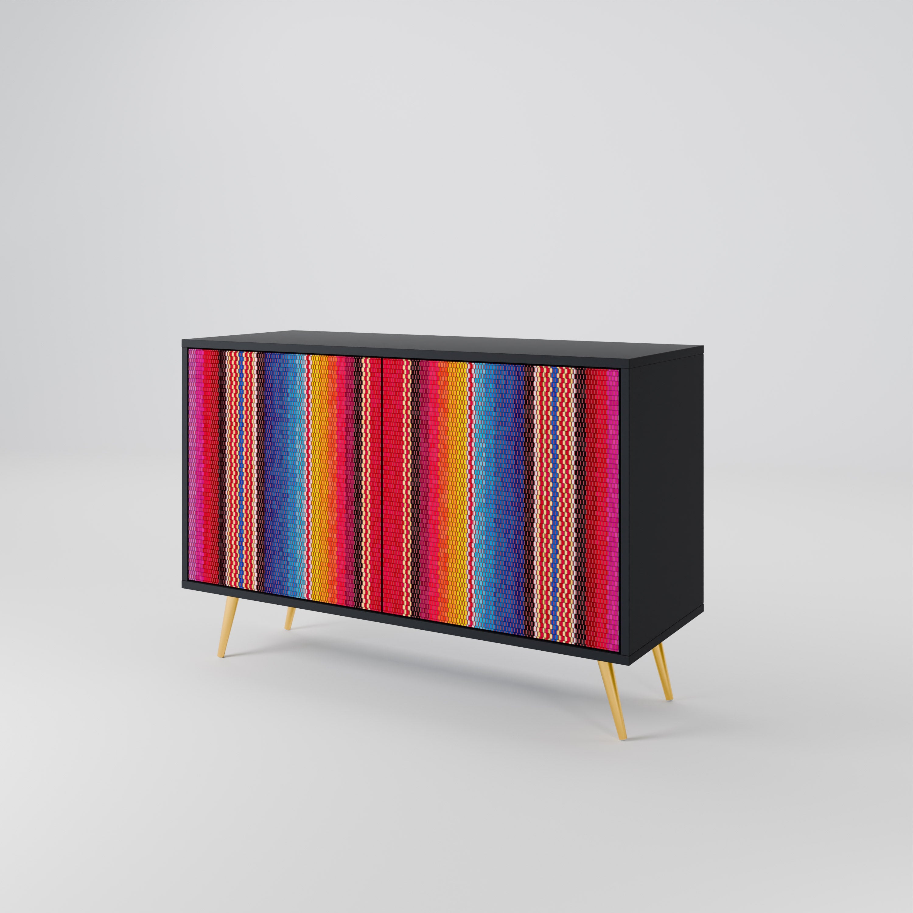 ETHNIC MEXICAN Sideboard mit 2 Türen in Schwarz