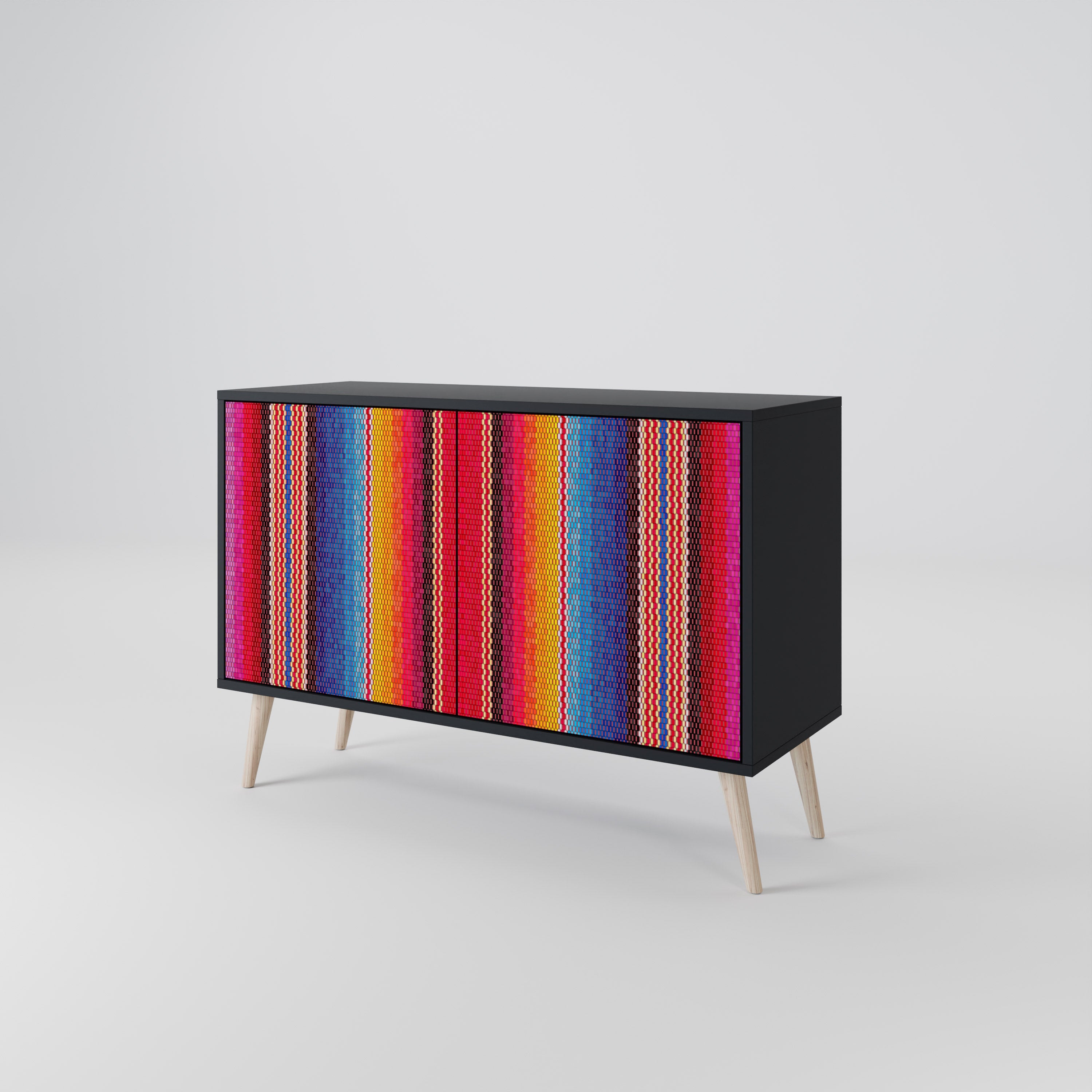 ETHNIC MEXICAN Sideboard mit 2 Türen in Schwarz