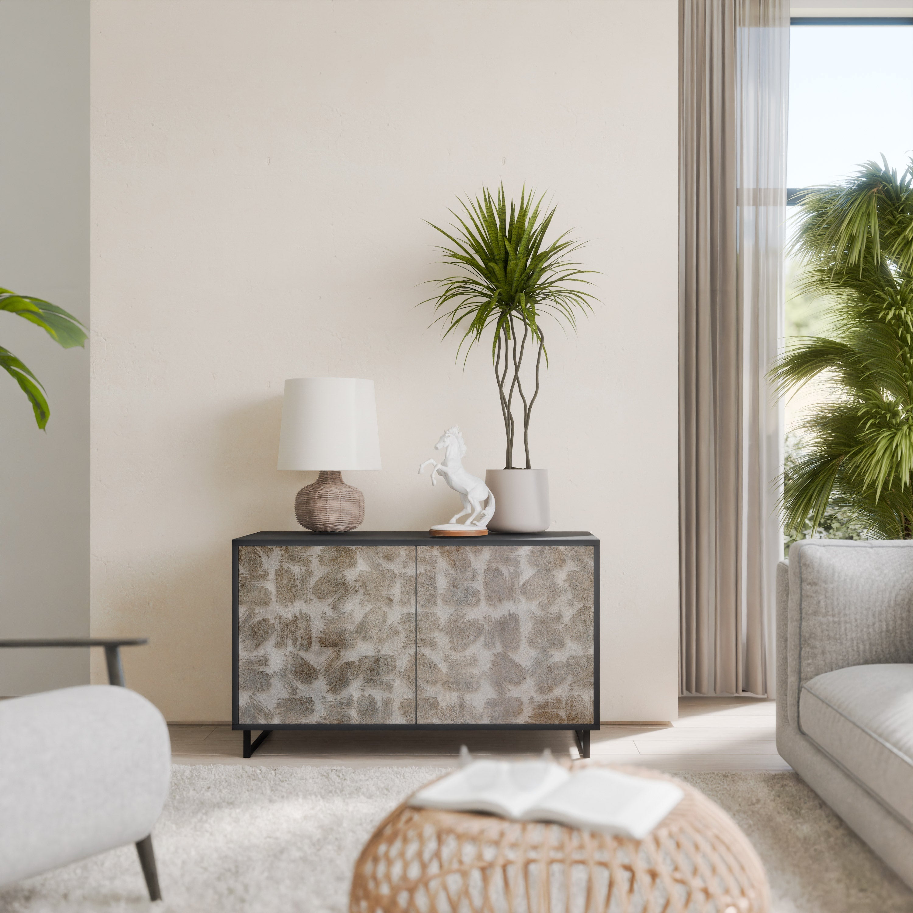SLIGHTLY BLURRED 2-Door Sideboard in Black Finish