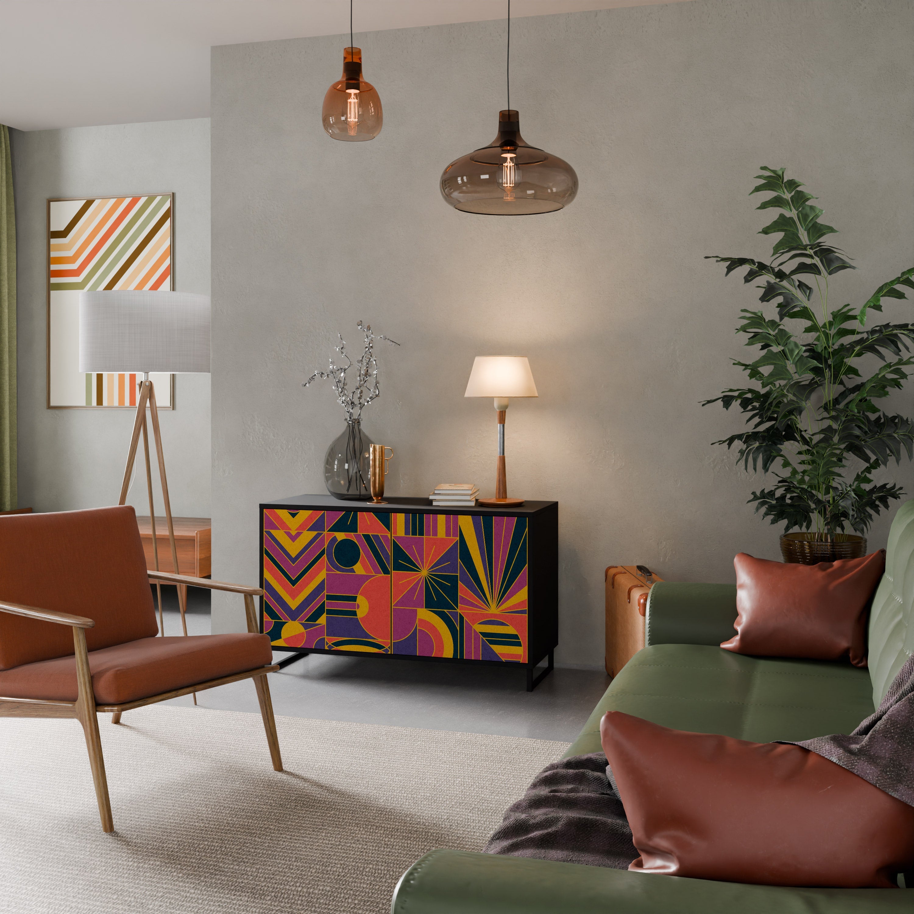 ELECTRIC PATTERNS 2-Door Sideboard in Black Finish