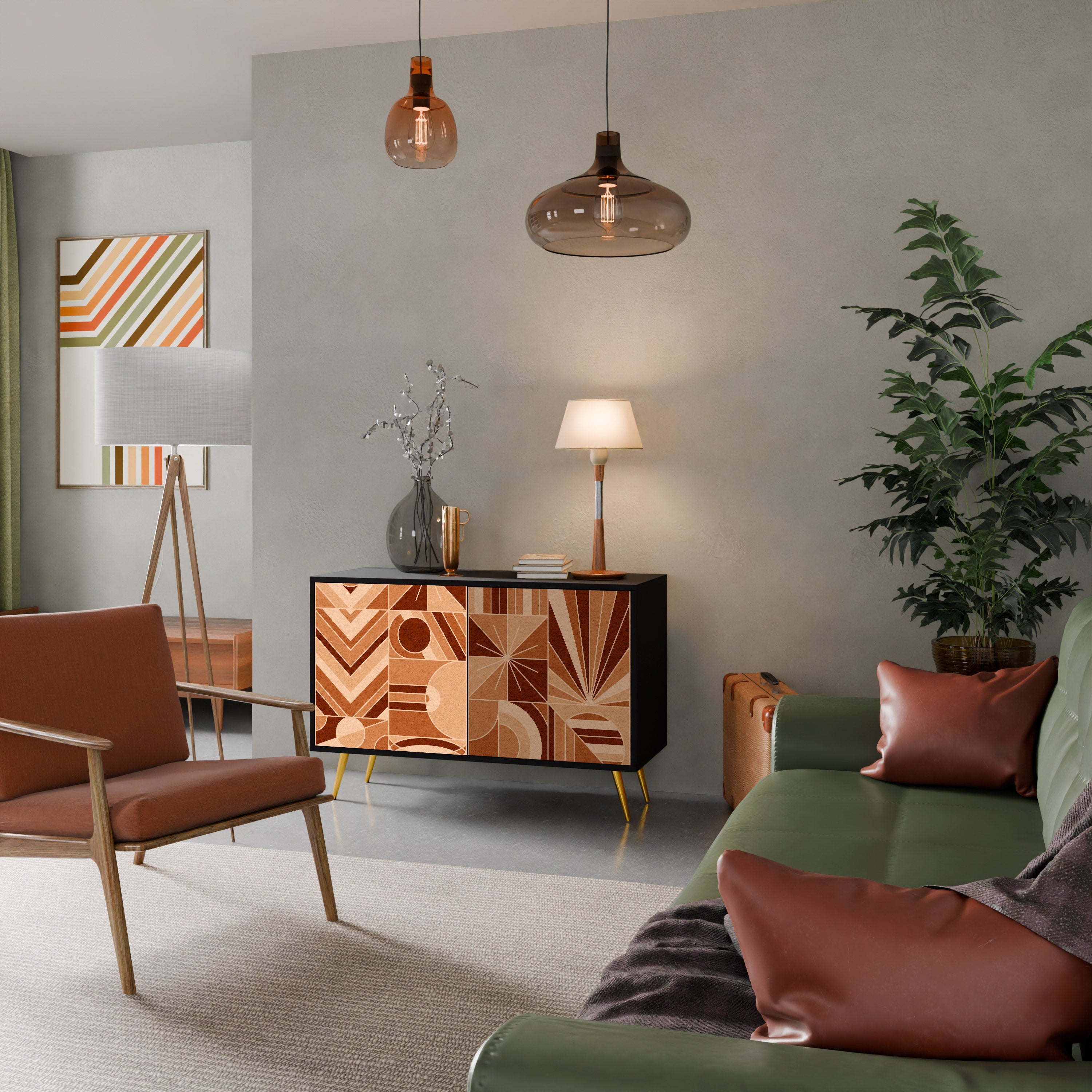 PRISM MOSAIC 2-Door Sideboard in Black Finish