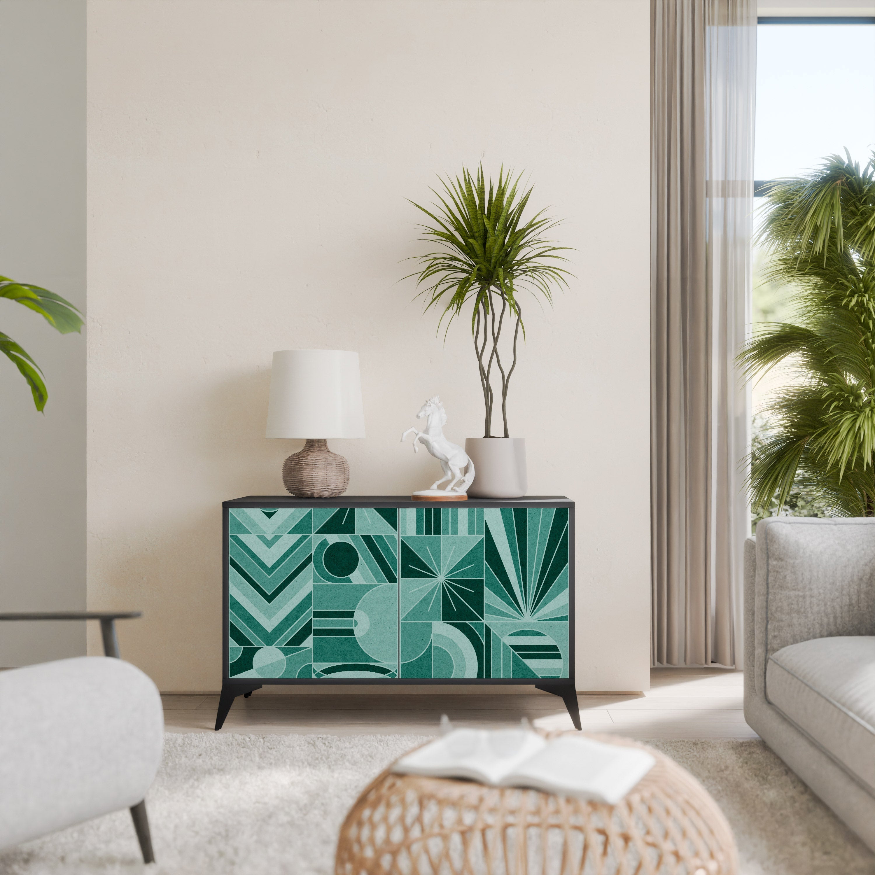 HARMONIC GRID 2-Door Sideboard in Black Finish