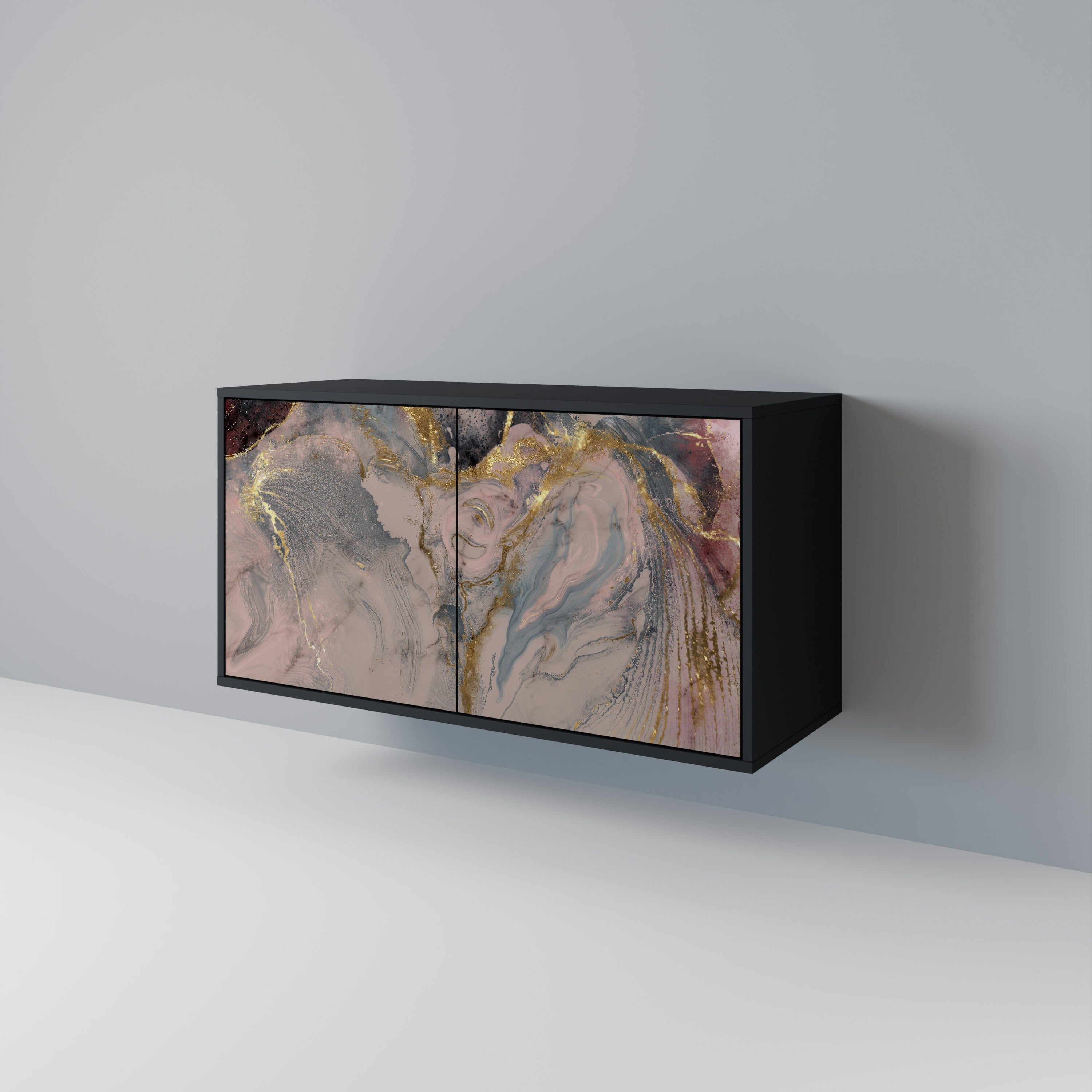 GILDED SWIRLS 2-Door Sideboard in Black Finish