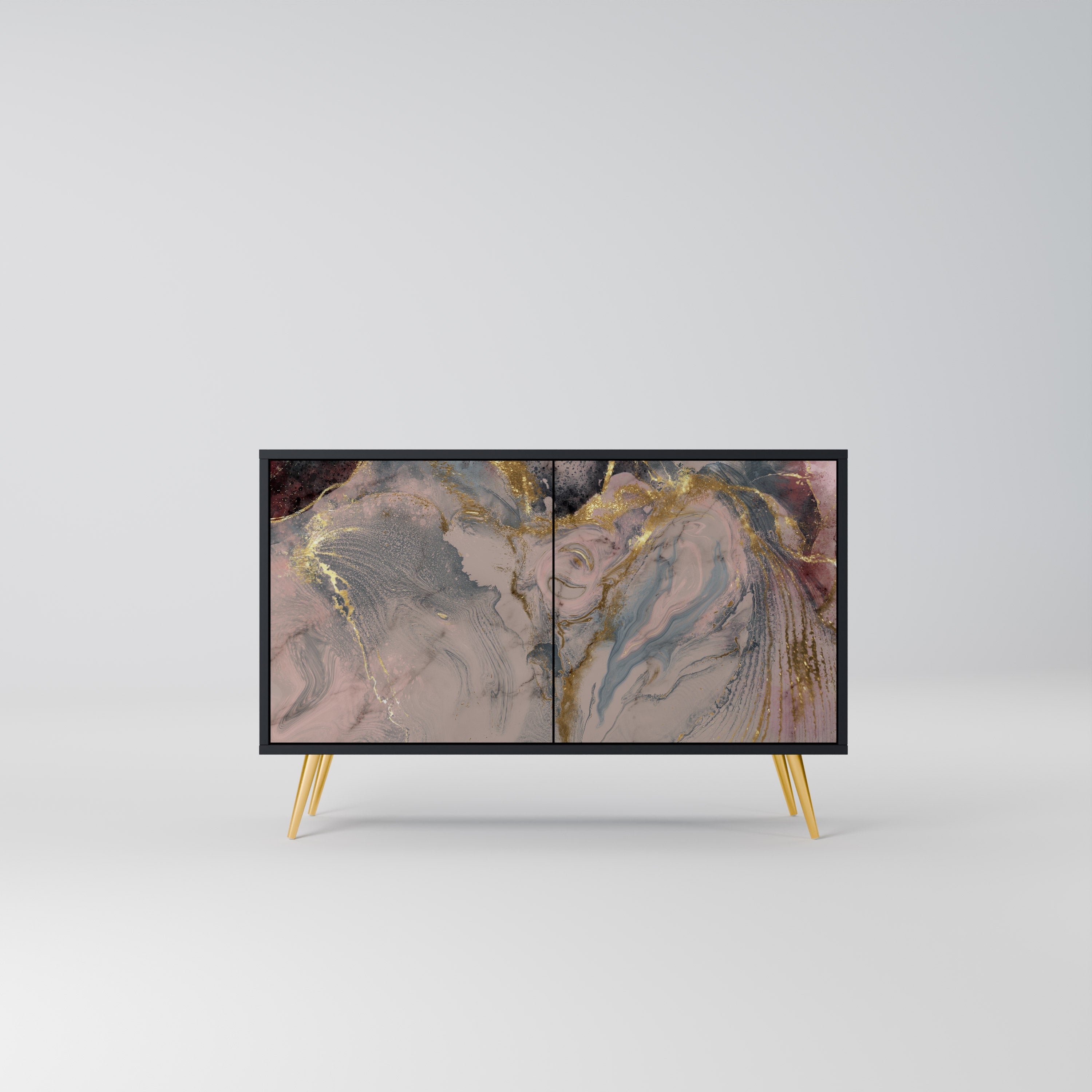 GILDED SWIRLS 2-Door Sideboard in Black Finish