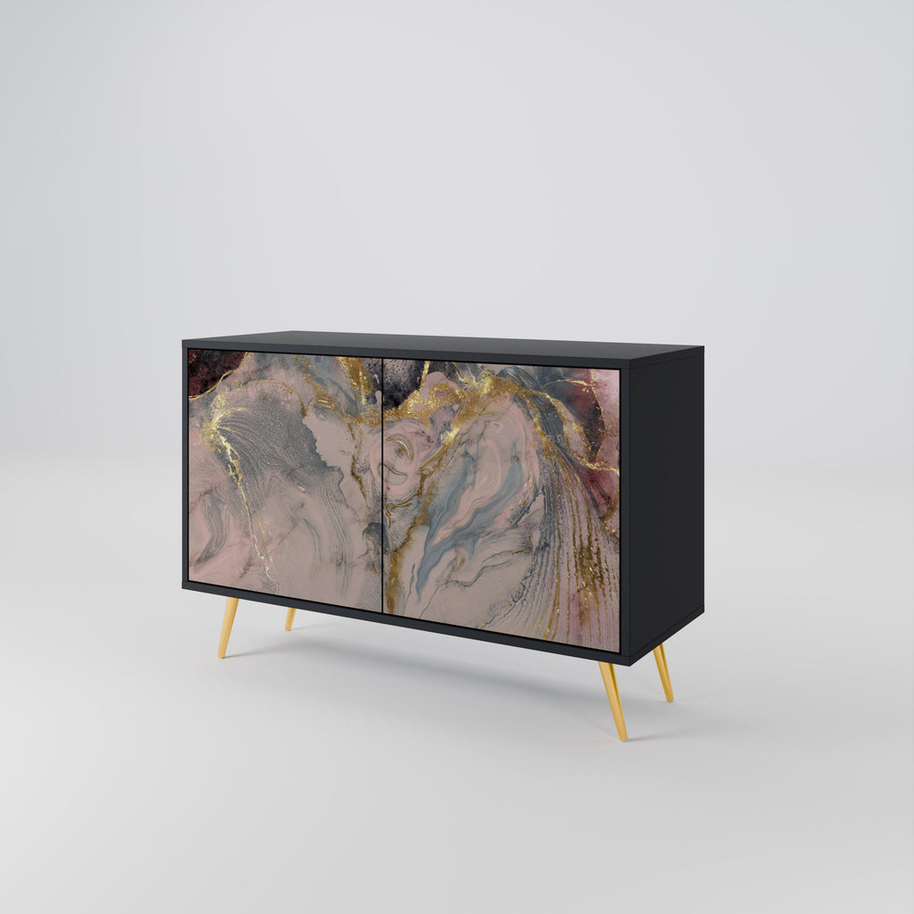 GILDED SWIRLS 2-Door Sideboard in Black Finish