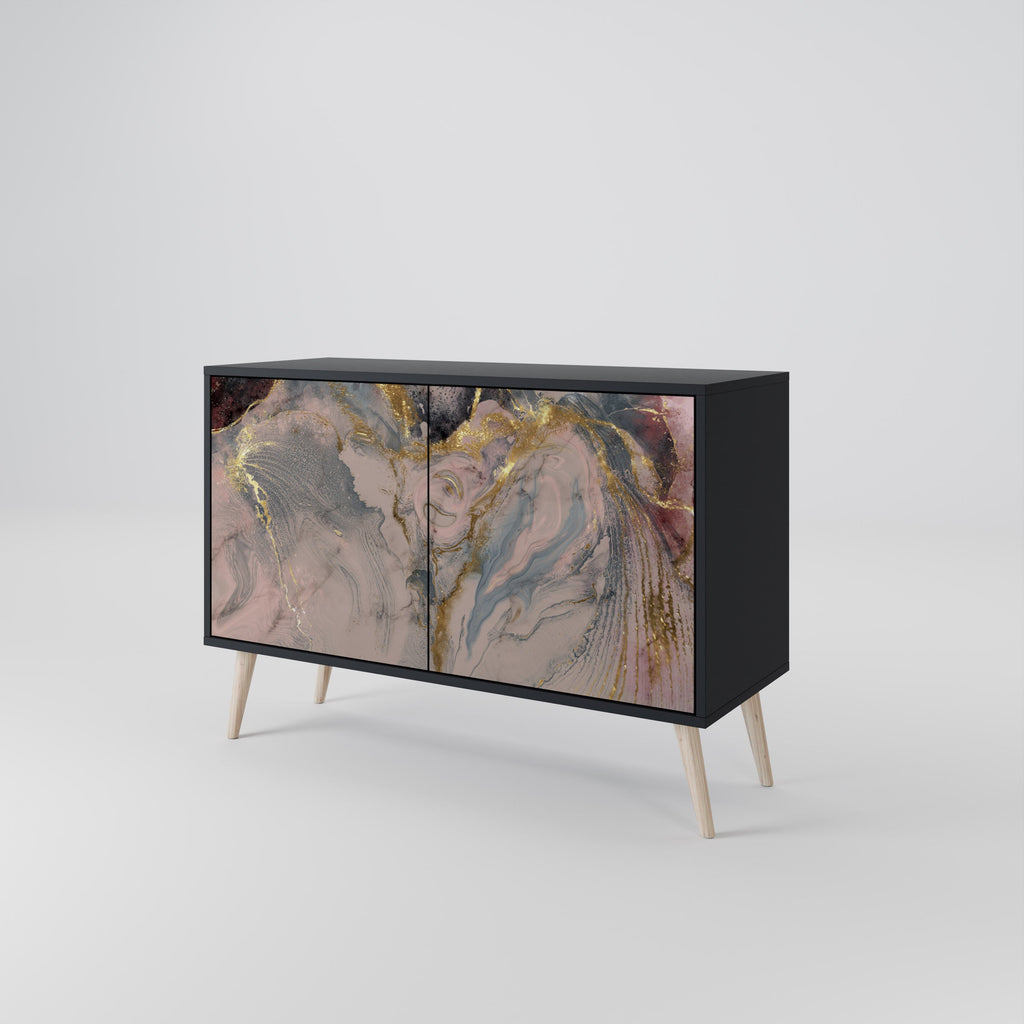 GILDED SWIRLS 2-Door Sideboard in Black Finish