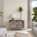 GILDED SWIRLS 2-Door Sideboard in Black Finish