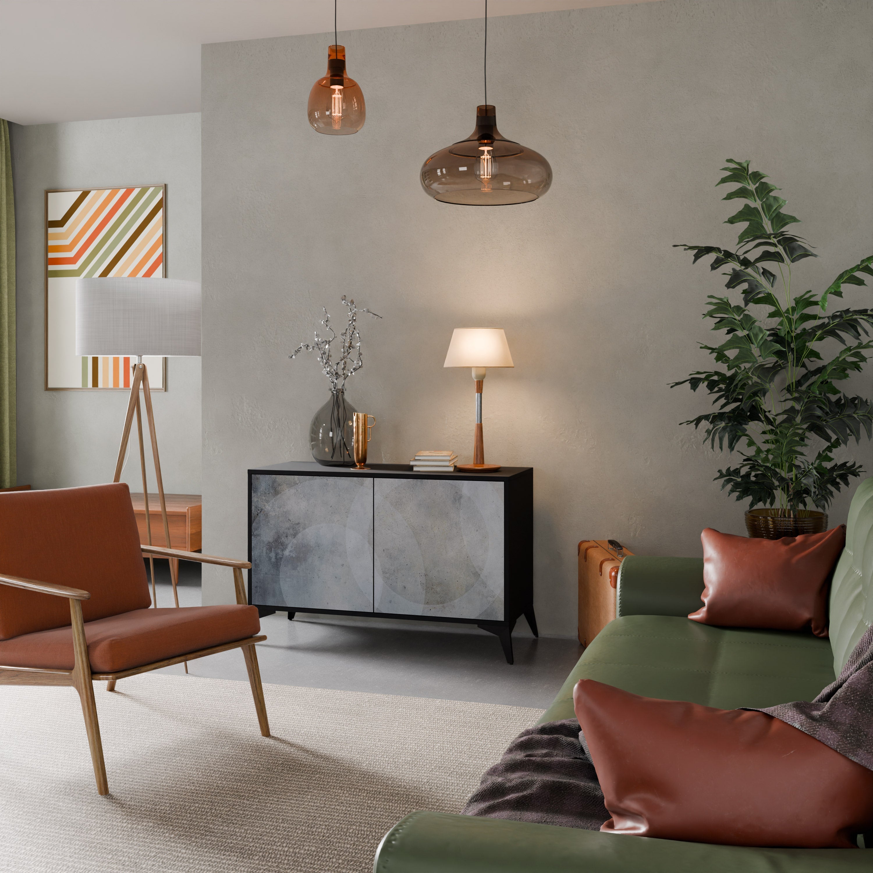 MUTED ARC 2-Door Sideboard in Black Finish