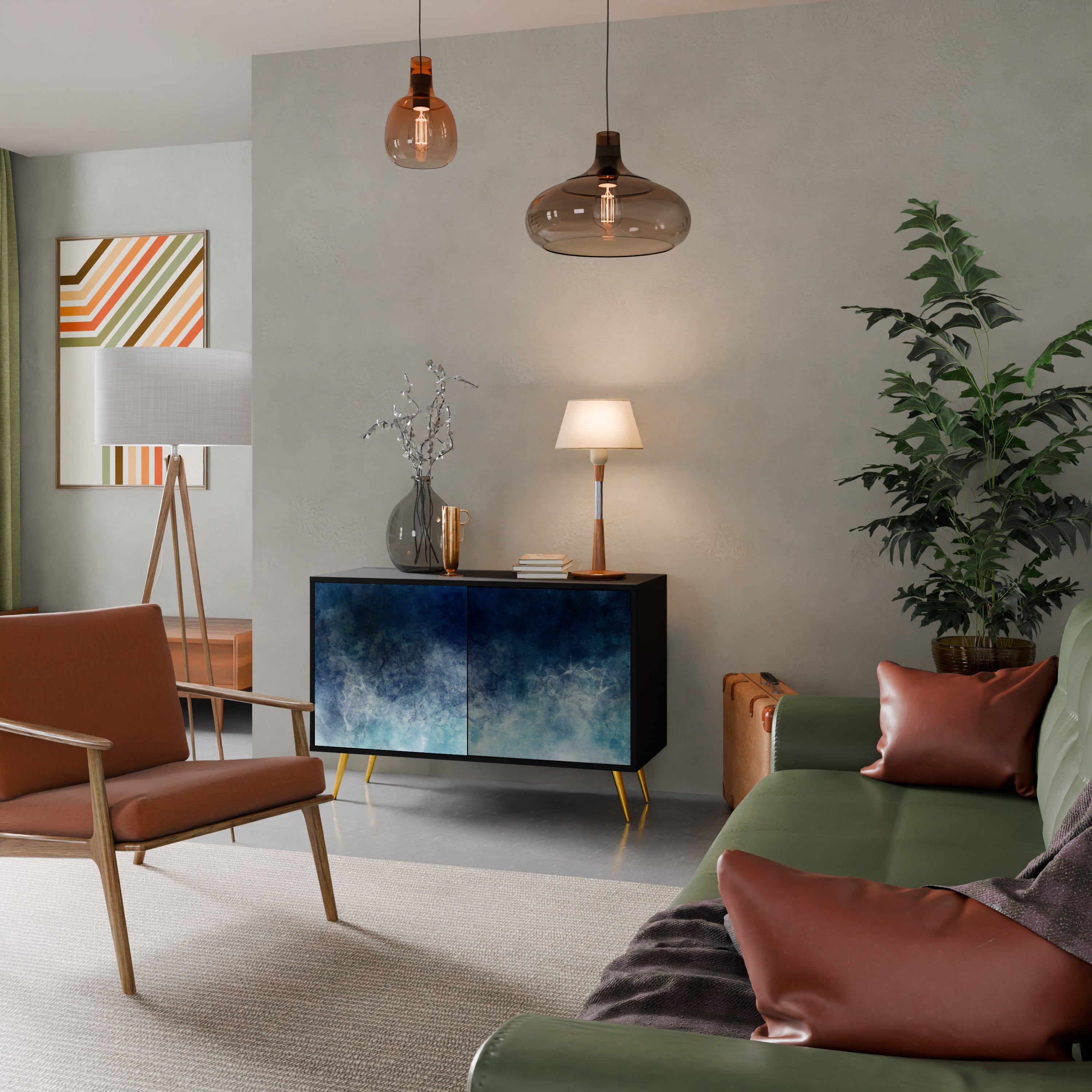 CELESTIAL FALL 2-Door Sideboard in Black Finish