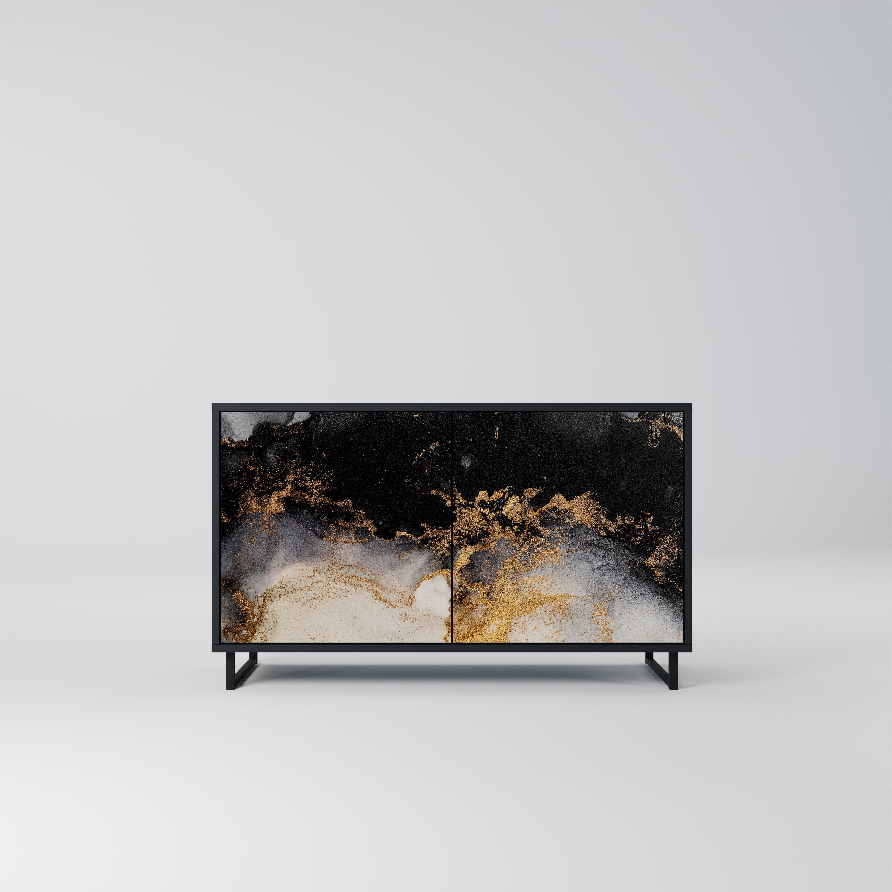 MARBLE OF TOMMORROW 2-Door Sideboard in Black Finish