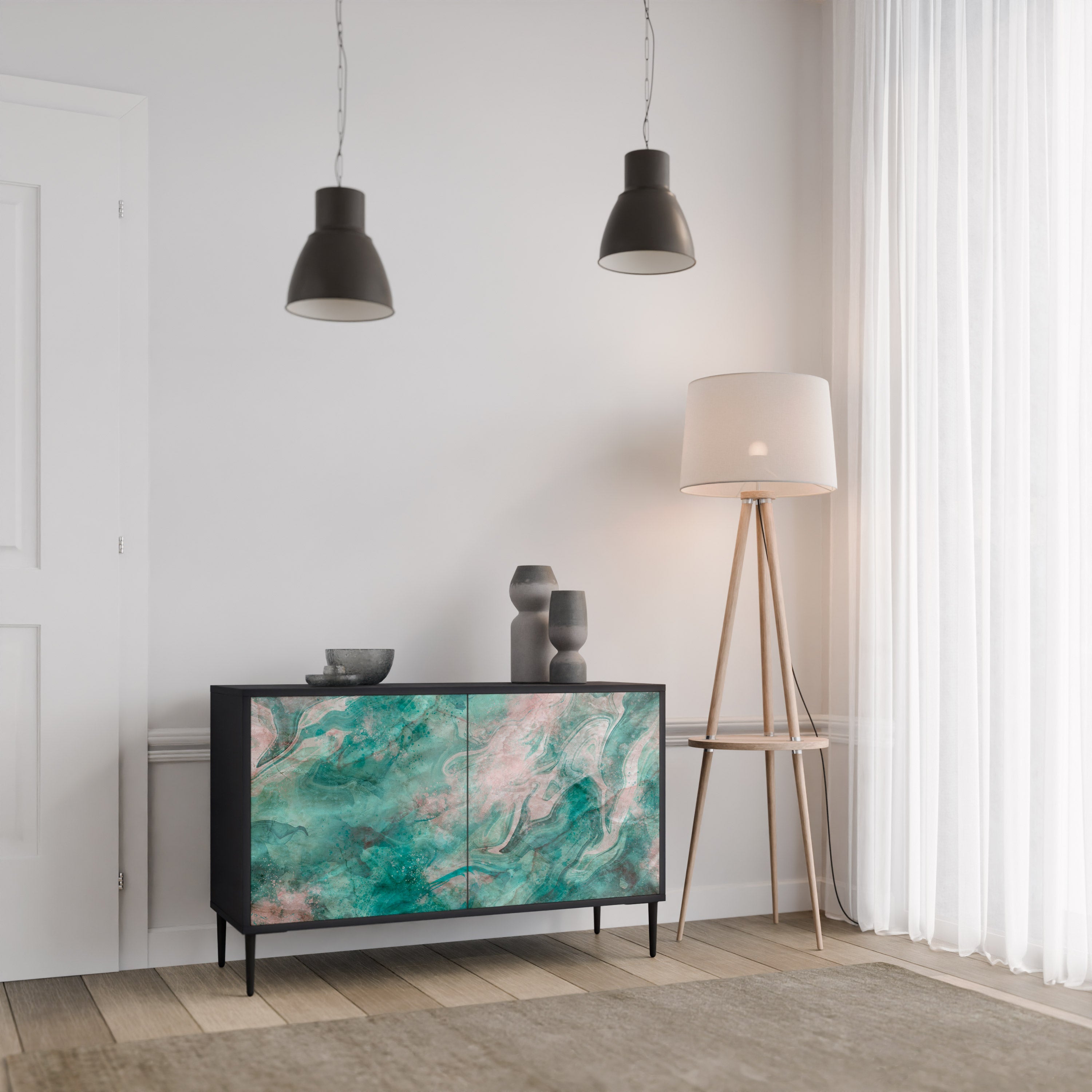 ABSTRACT ALCHEMY Sideboard mit 2 Türen in Schwarz