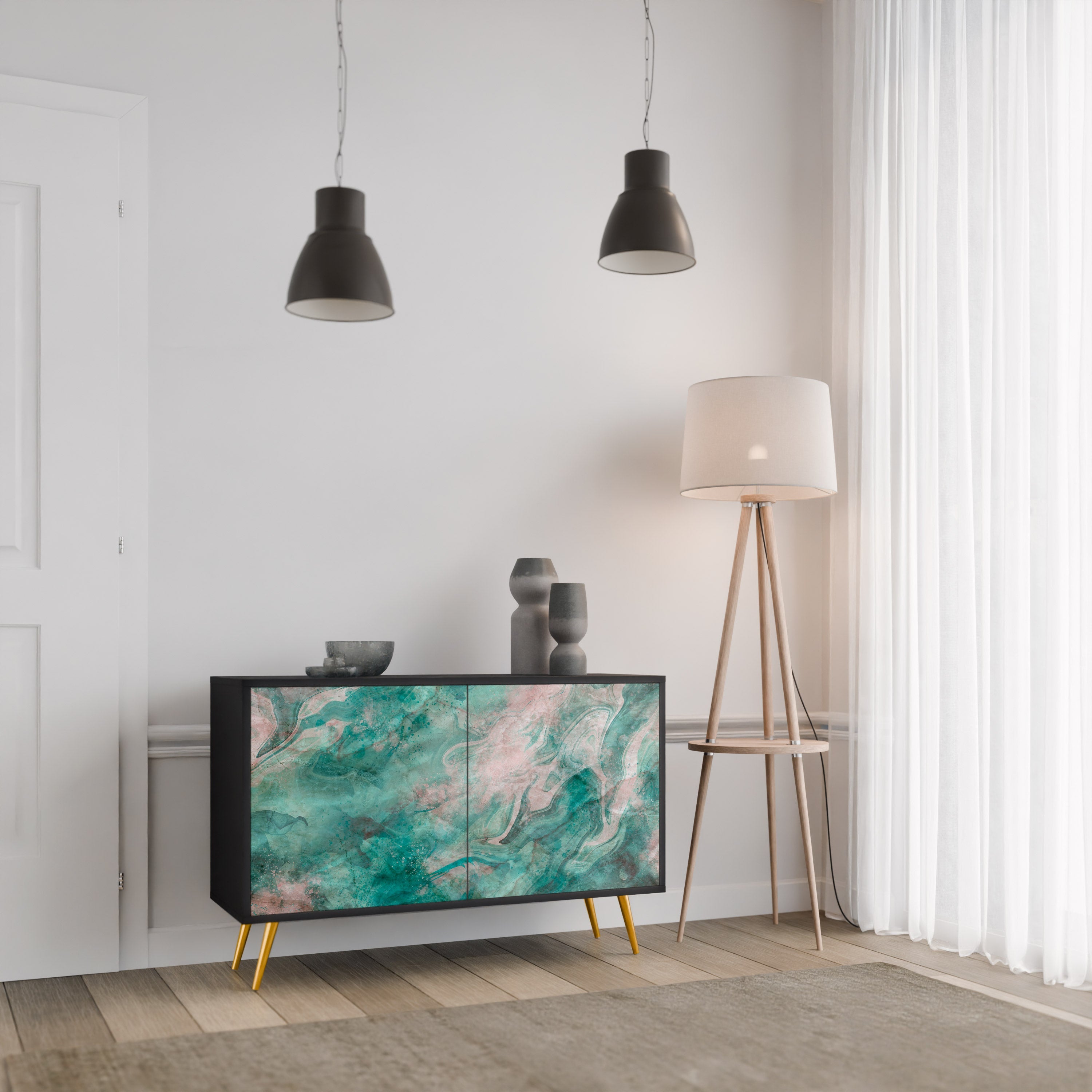 ABSTRACT ALCHEMY Sideboard mit 2 Türen in Schwarz