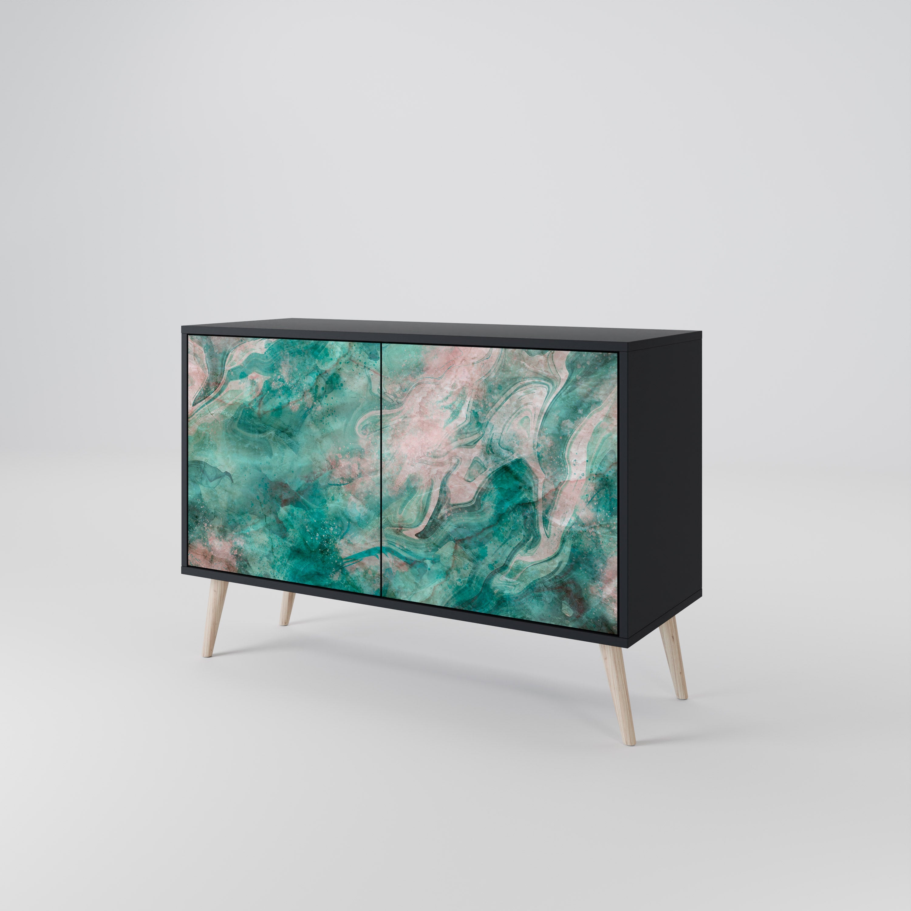 ABSTRACT ALCHEMY Sideboard mit 2 Türen in Schwarz
