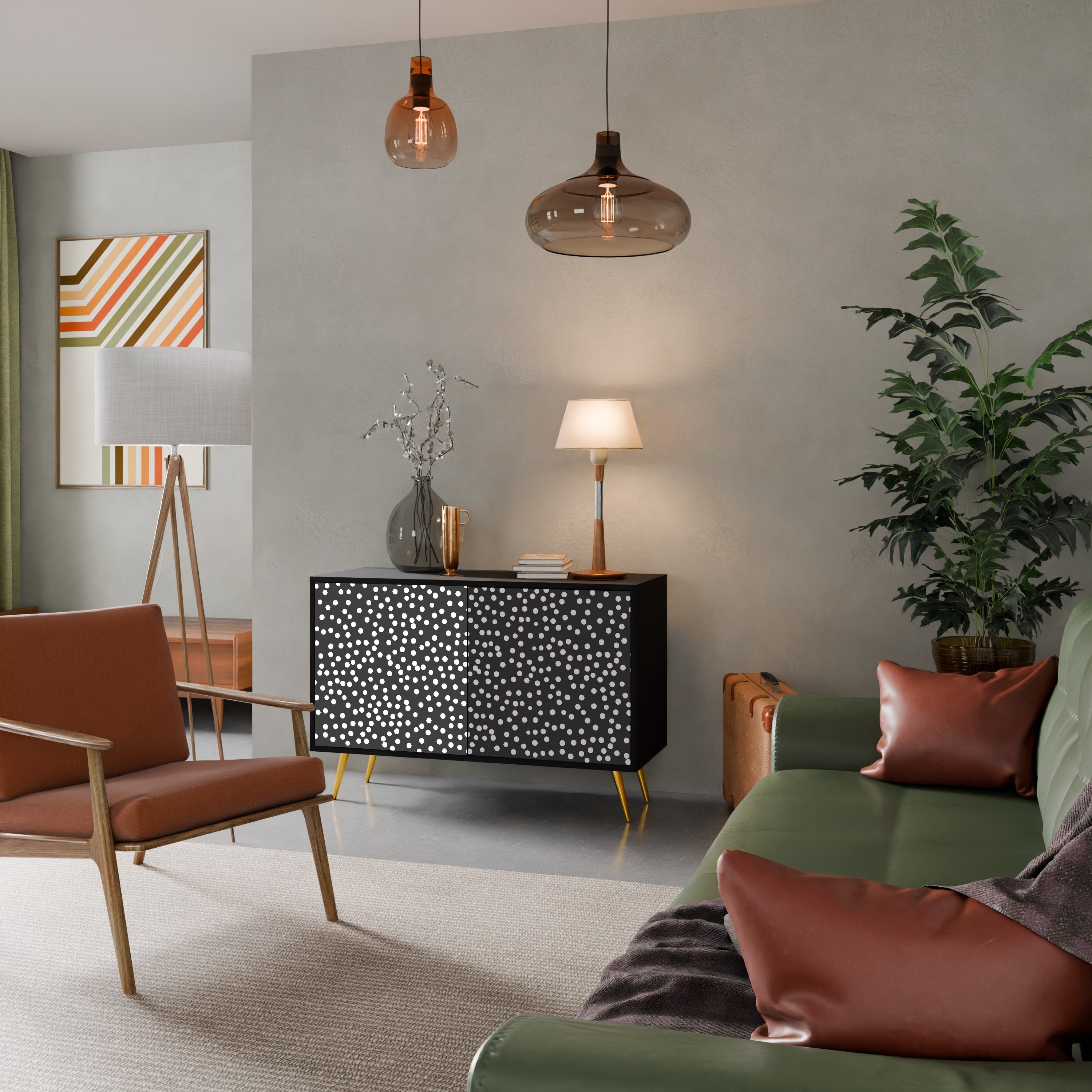 BLINDING LIGHTS 2-Door Sideboard in Black Finish