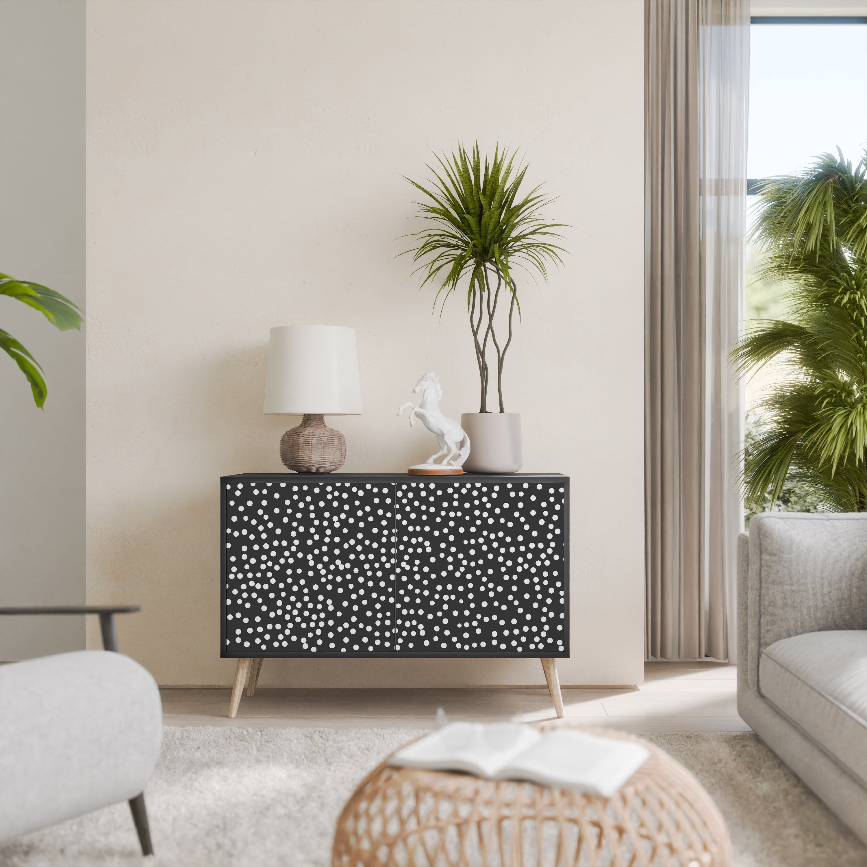 BLINDING LIGHTS 2-Door Sideboard in Black Finish