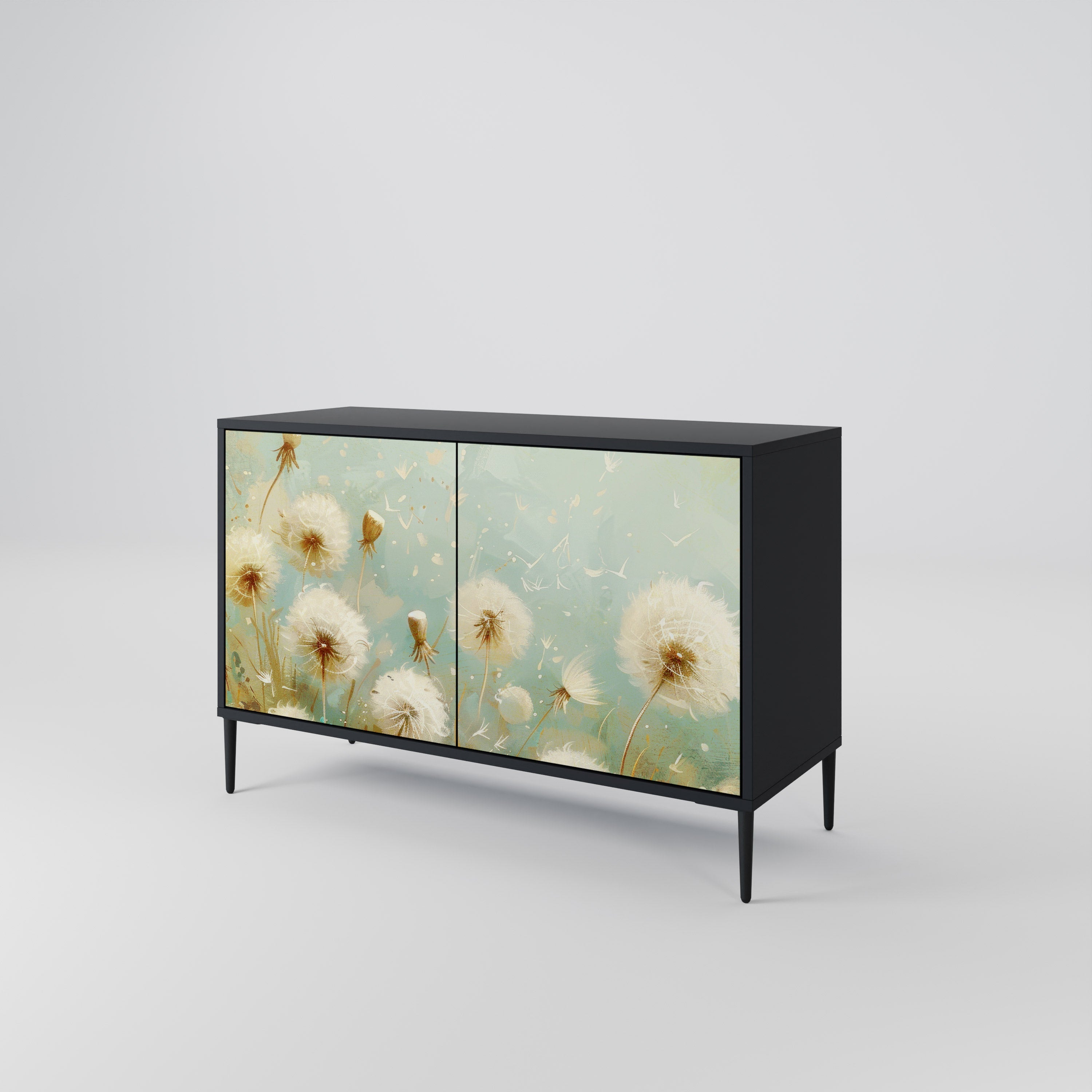 DREAMY MEADOW 2-Door Sideboard in Black Finish
