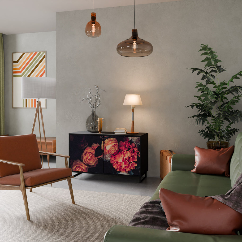 NEVERENDING BLOOM 2-Door Sideboard in Black Finish