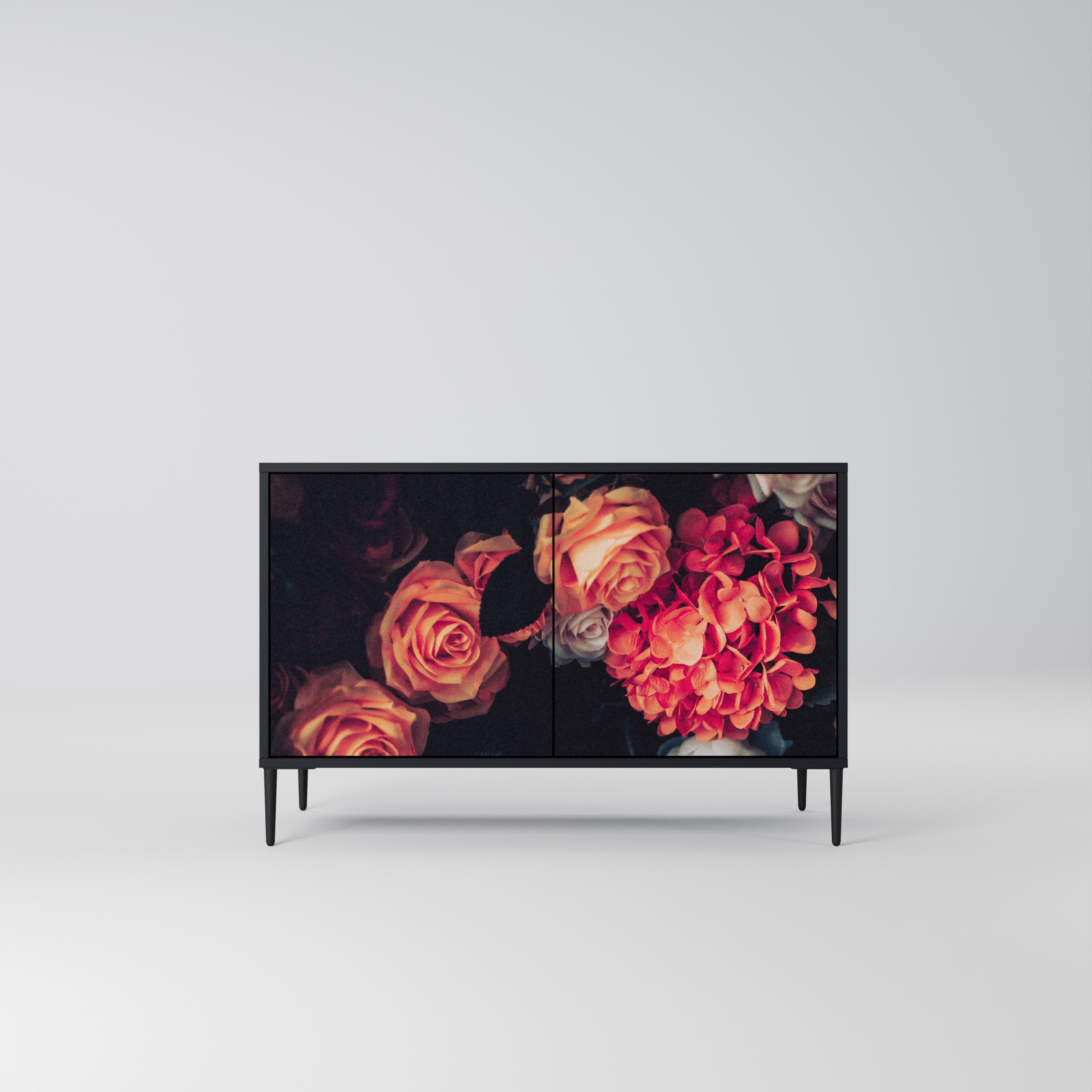 NEVERENDING BLOOM 2-Door Sideboard in Black Finish